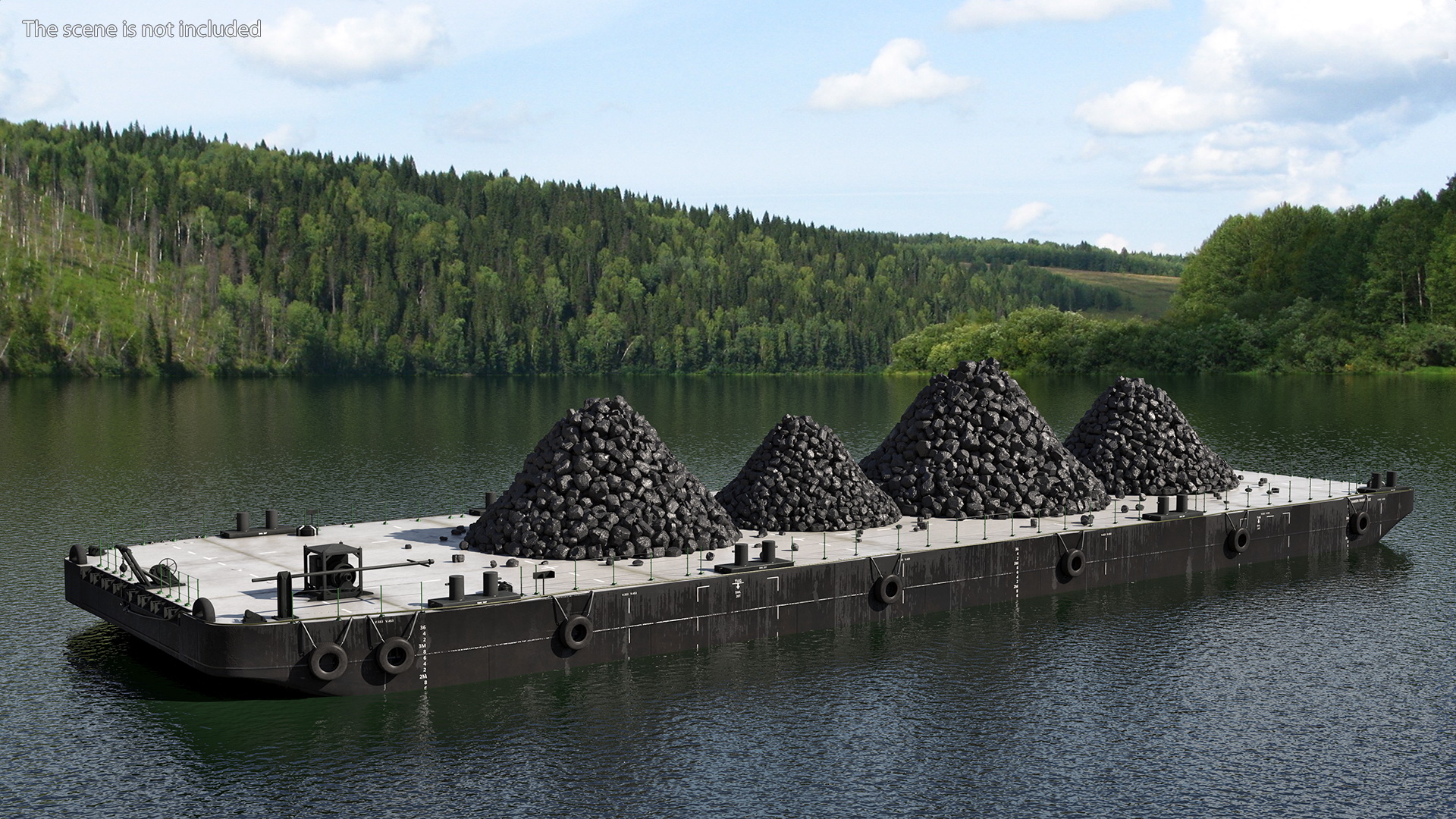 3D model Pontoon Barge Loaded Coal