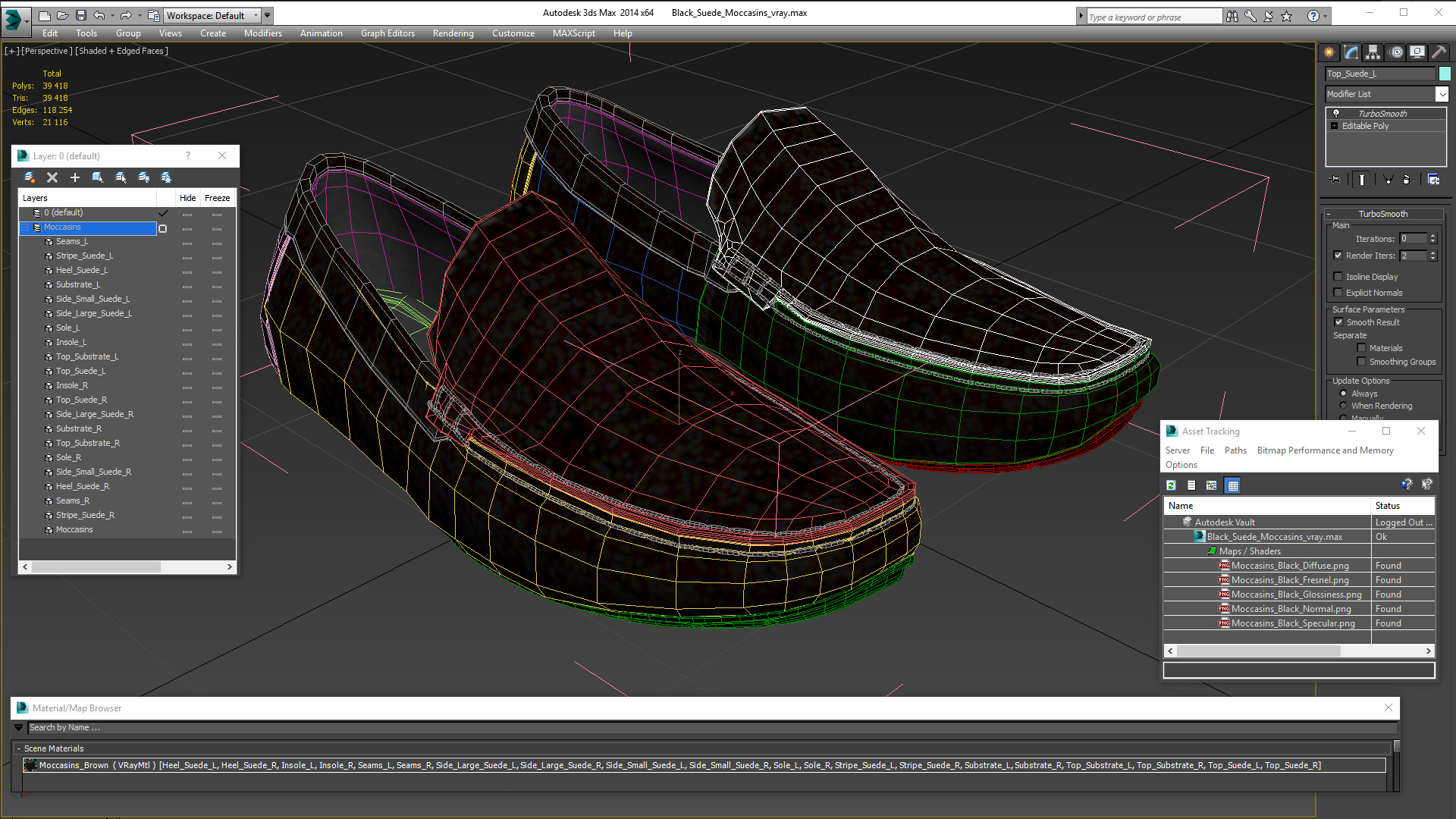 3D Black Suede Moccasins