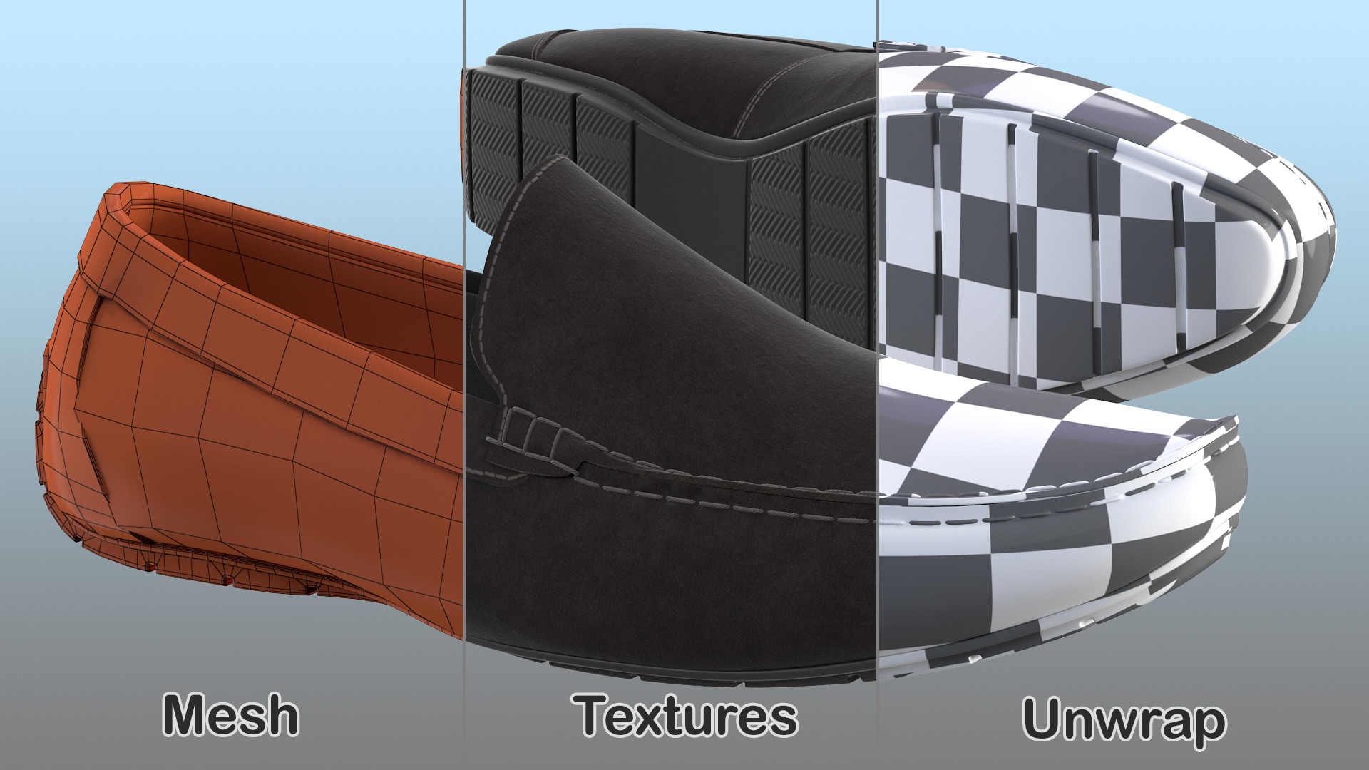 3D Black Suede Moccasins