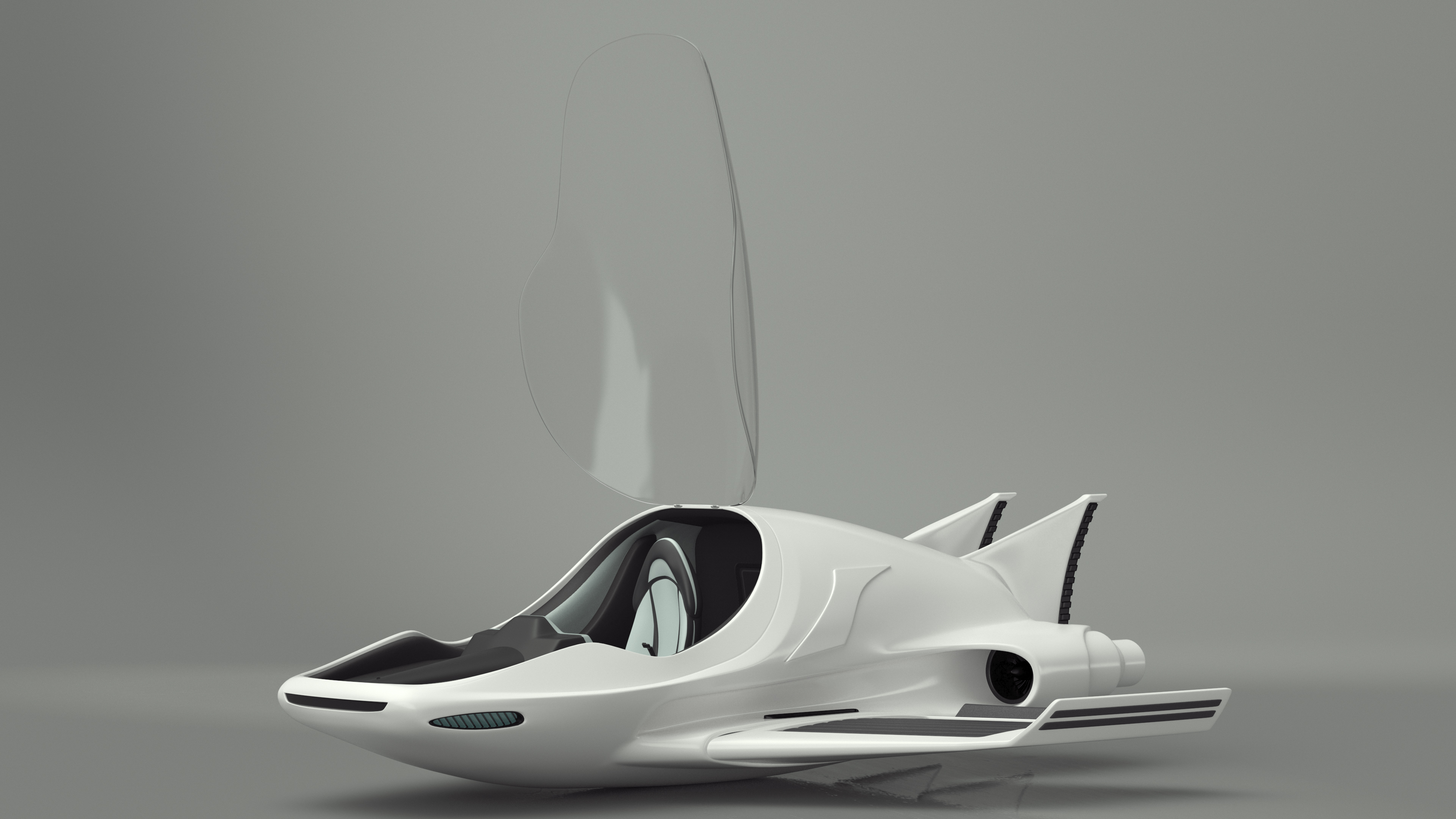 Futuristic Flying Car Rigged for Maya 3D