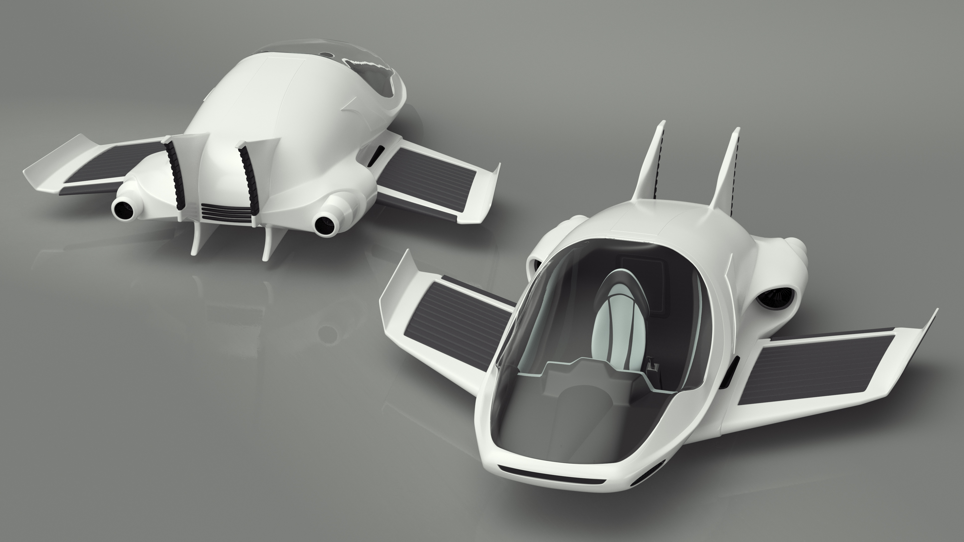 Futuristic Flying Car Rigged for Maya 3D