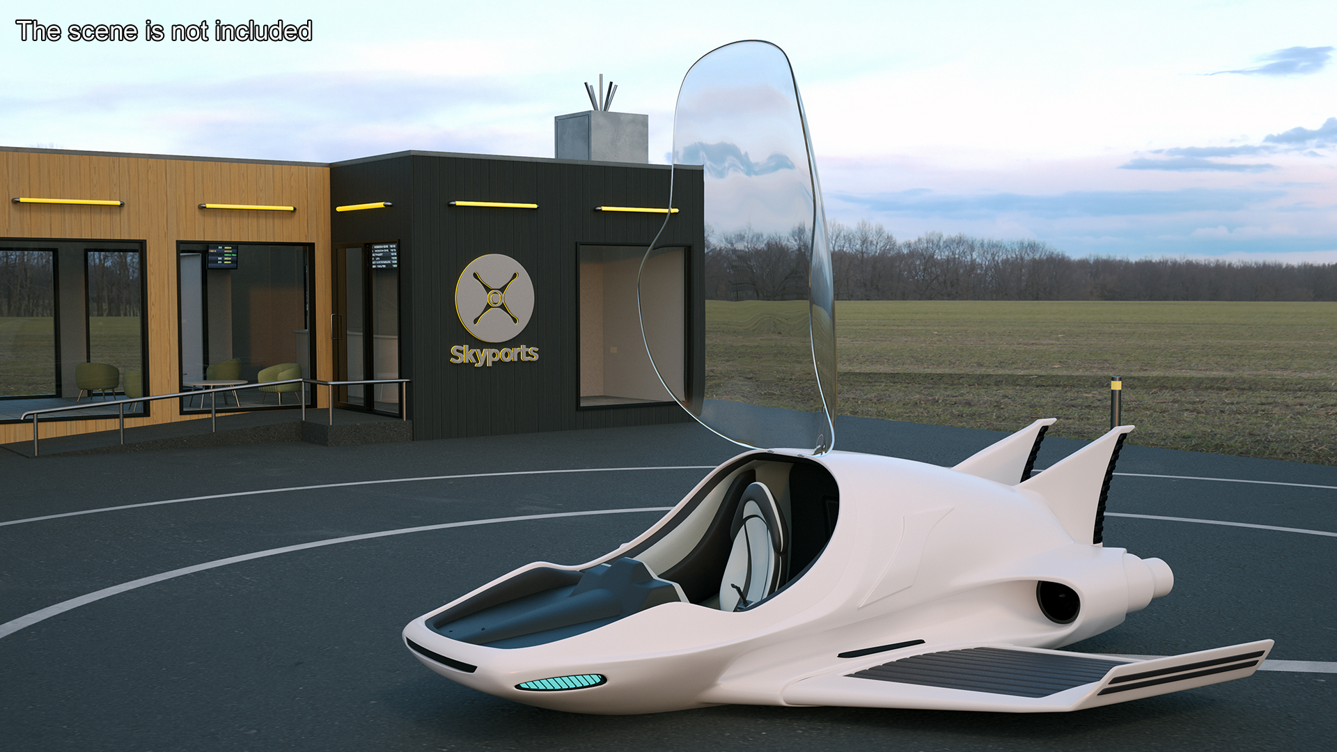Futuristic Flying Car Rigged for Maya 3D
