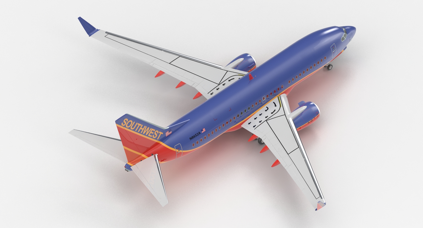 3D model Boeing 737 700 Southwest Airlines Rigged