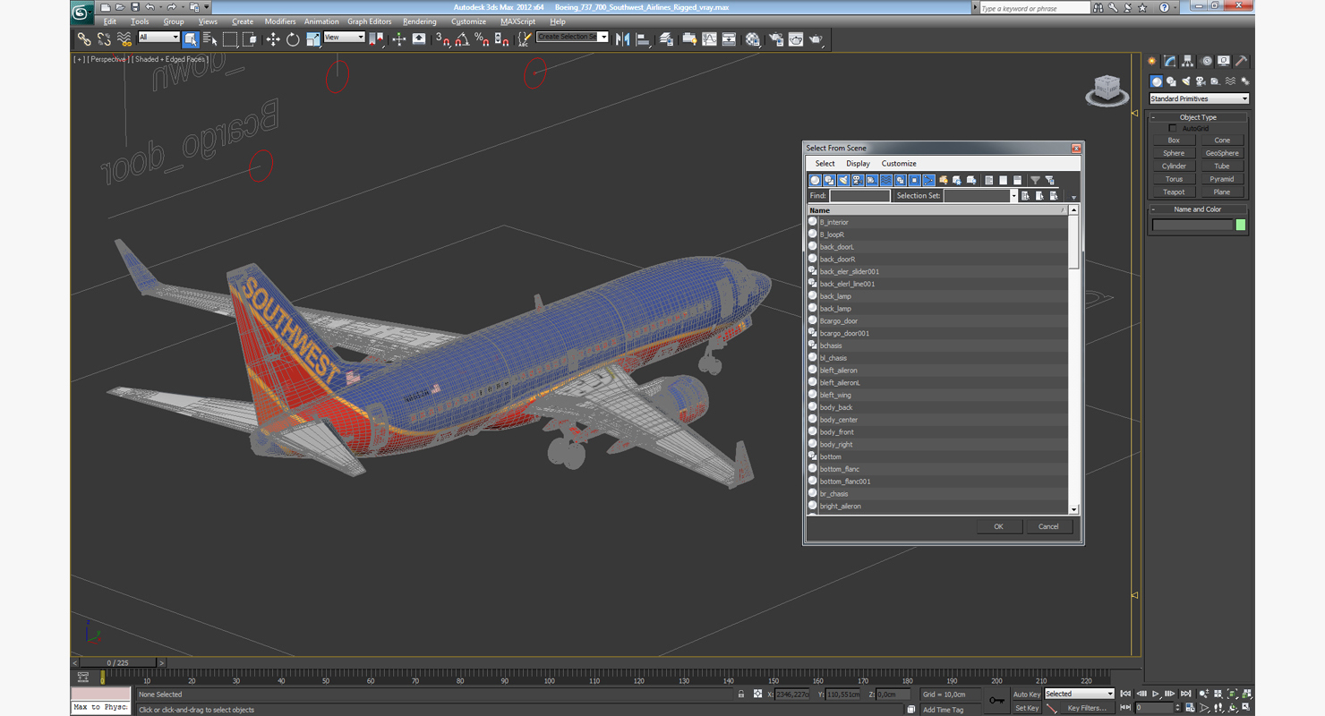 3D model Boeing 737 700 Southwest Airlines Rigged