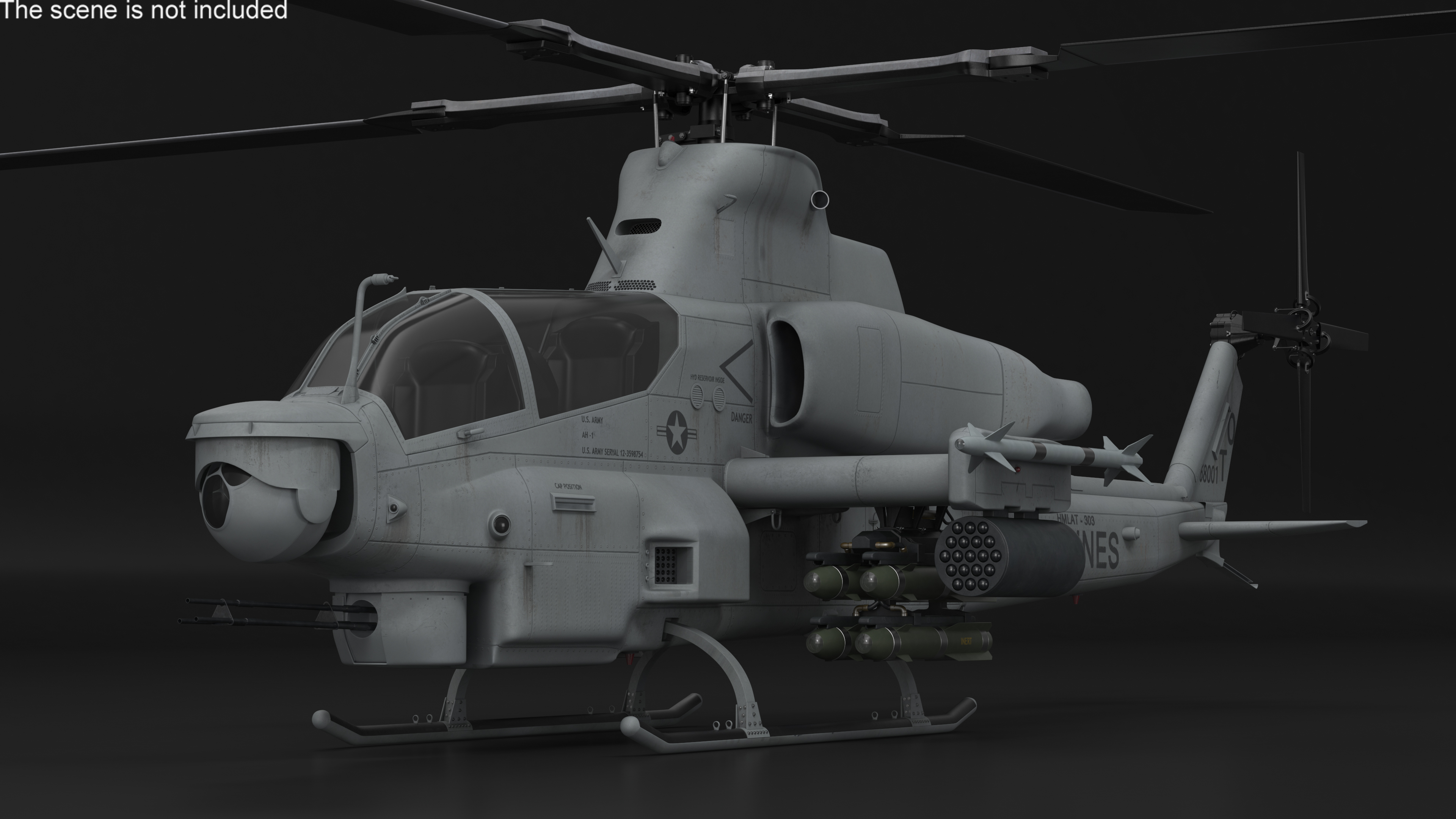 3D Bell AH-1Z Lethal Combat Helicopter Rigged for Cinema 4D