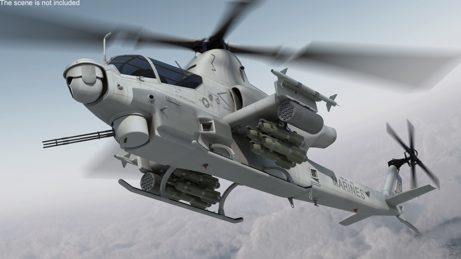 3D Bell AH-1Z Lethal Combat Helicopter Rigged for Cinema 4D