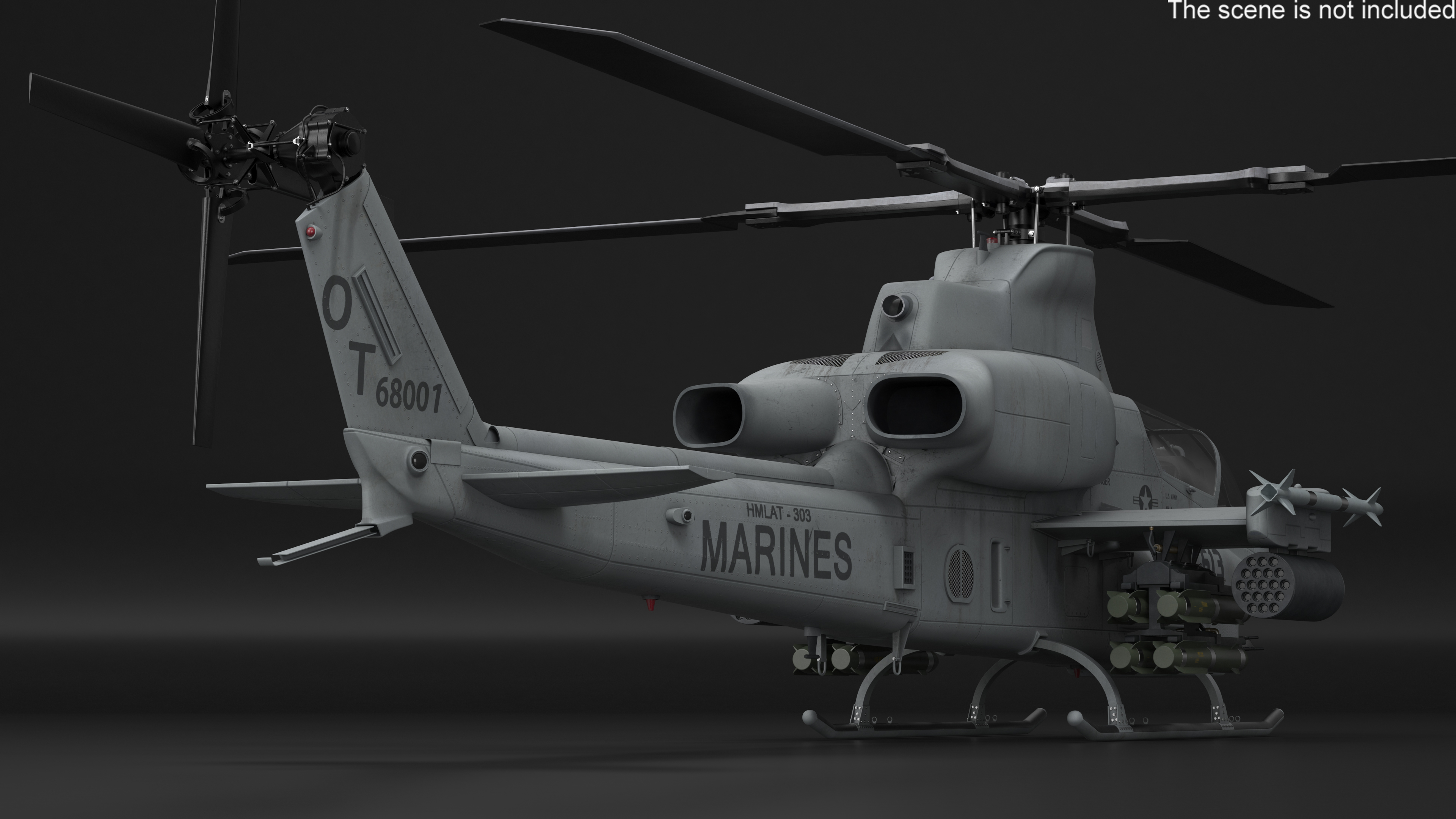 3D Bell AH-1Z Lethal Combat Helicopter Rigged for Cinema 4D