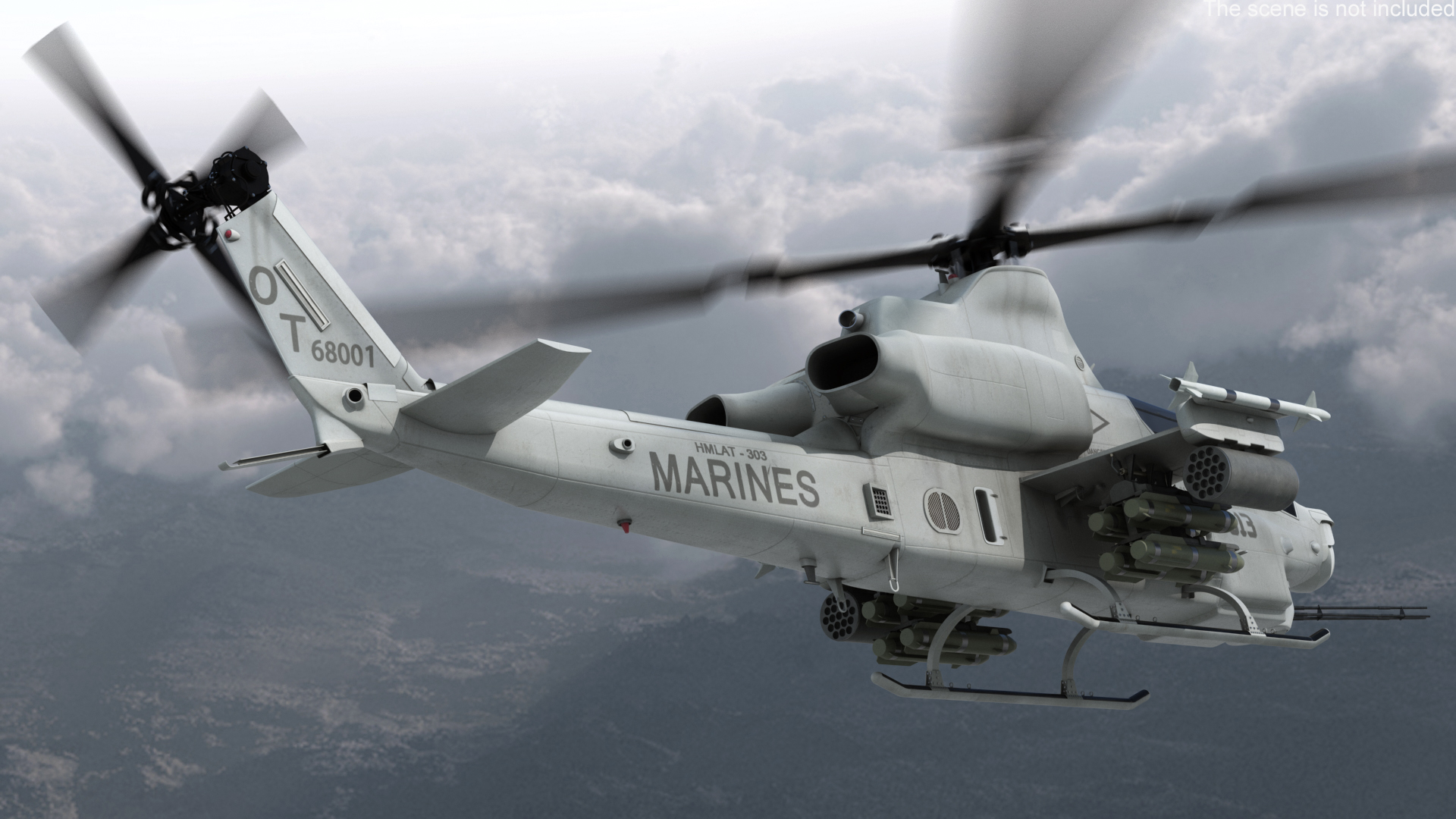 3D Bell AH-1Z Lethal Combat Helicopter Rigged for Cinema 4D