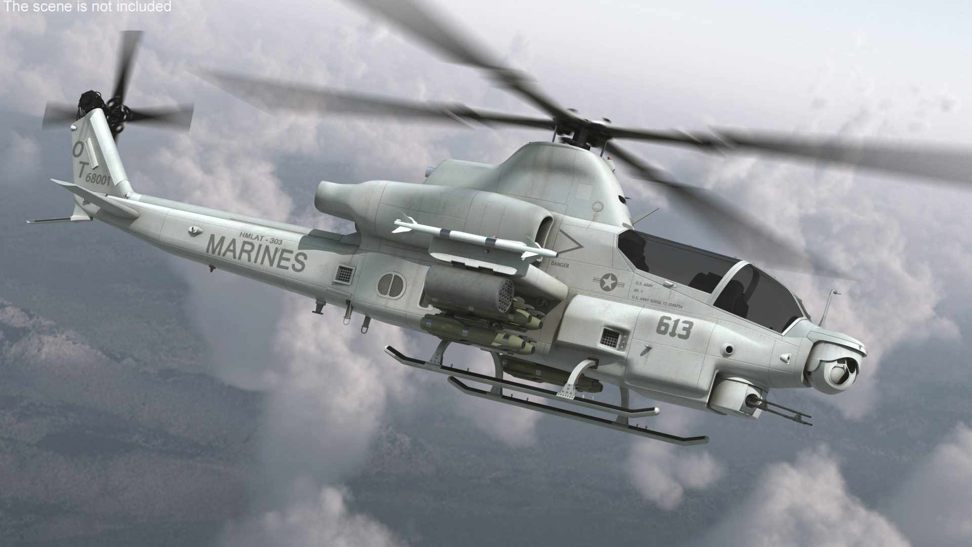 3D Bell AH-1Z Lethal Combat Helicopter Rigged for Cinema 4D