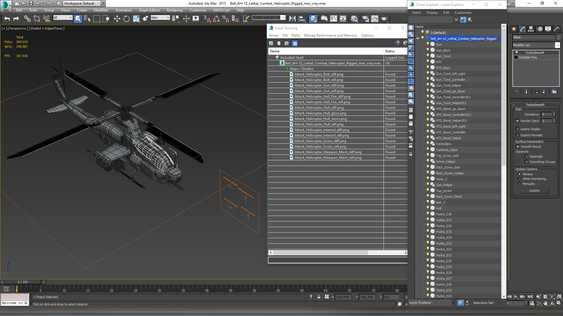 3D Bell AH-1Z Lethal Combat Helicopter Rigged for Cinema 4D
