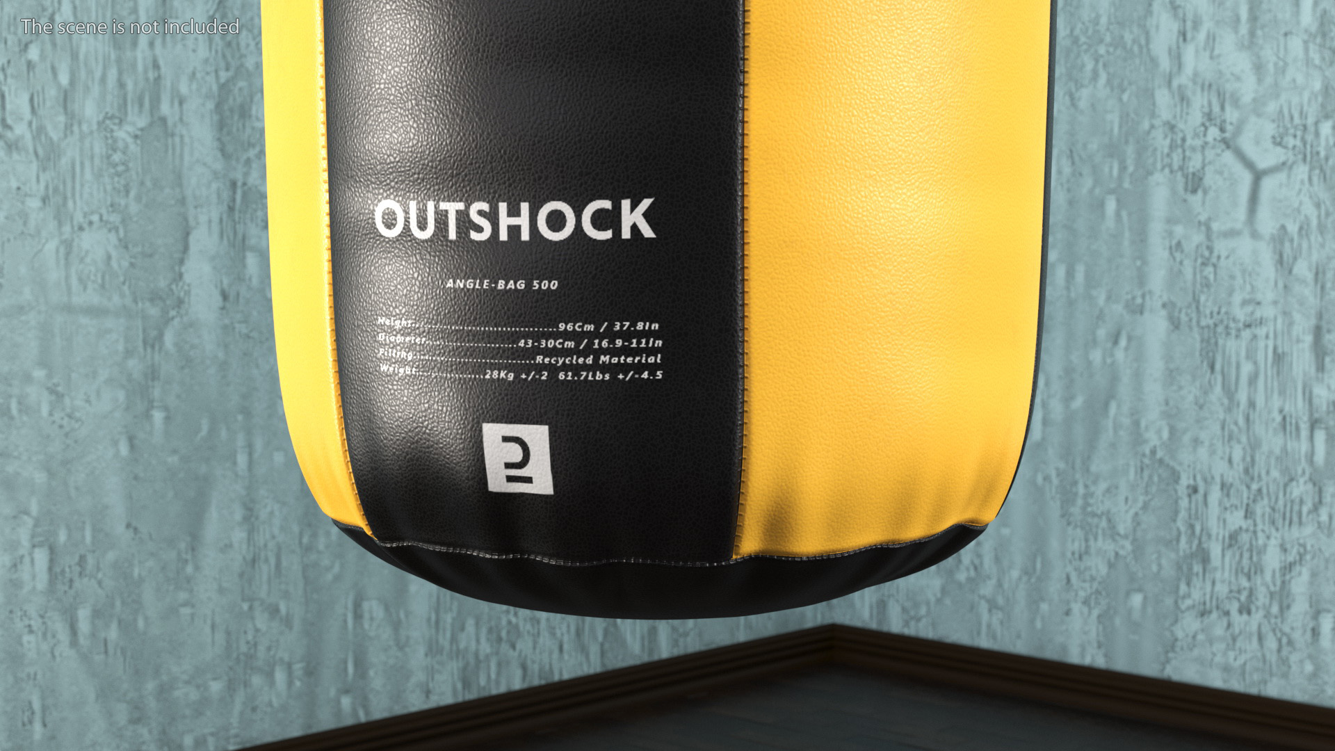 Angle Boxing Heavy Bag Yellow and Black 3D model