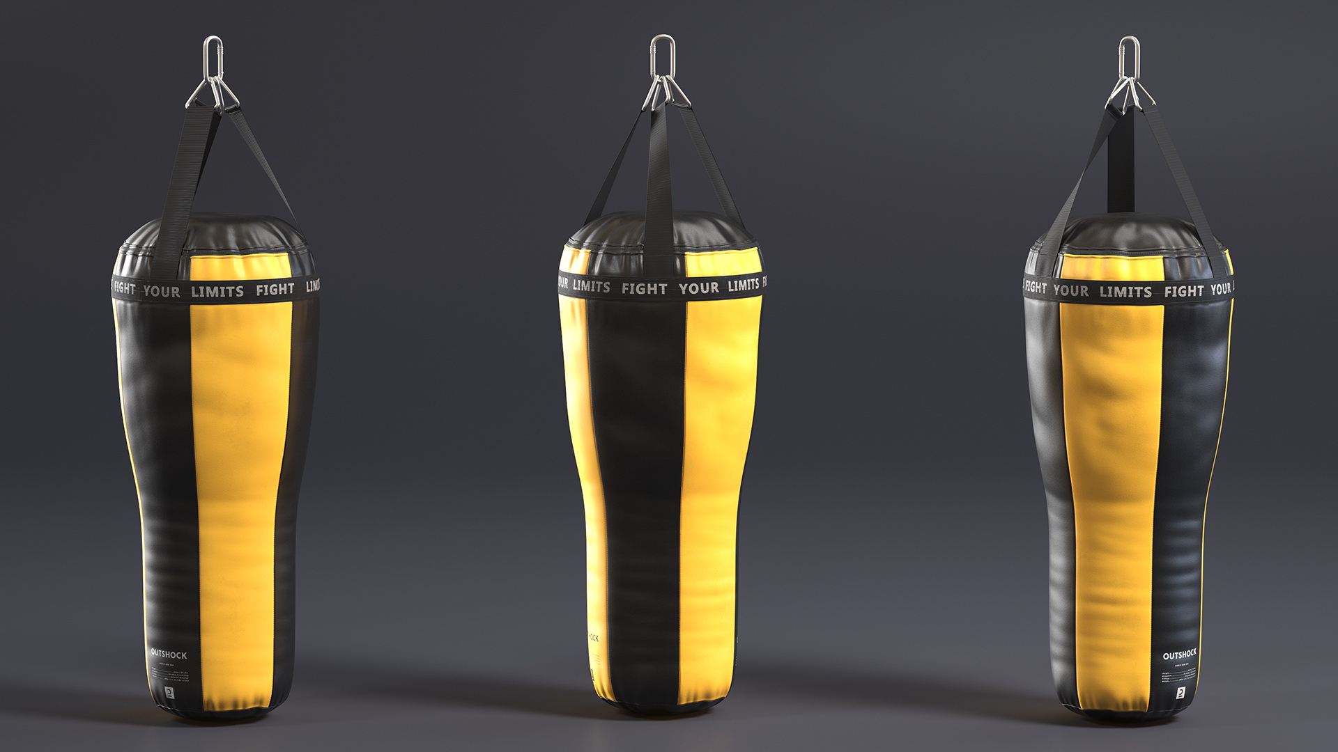 Angle Boxing Heavy Bag Yellow and Black 3D model