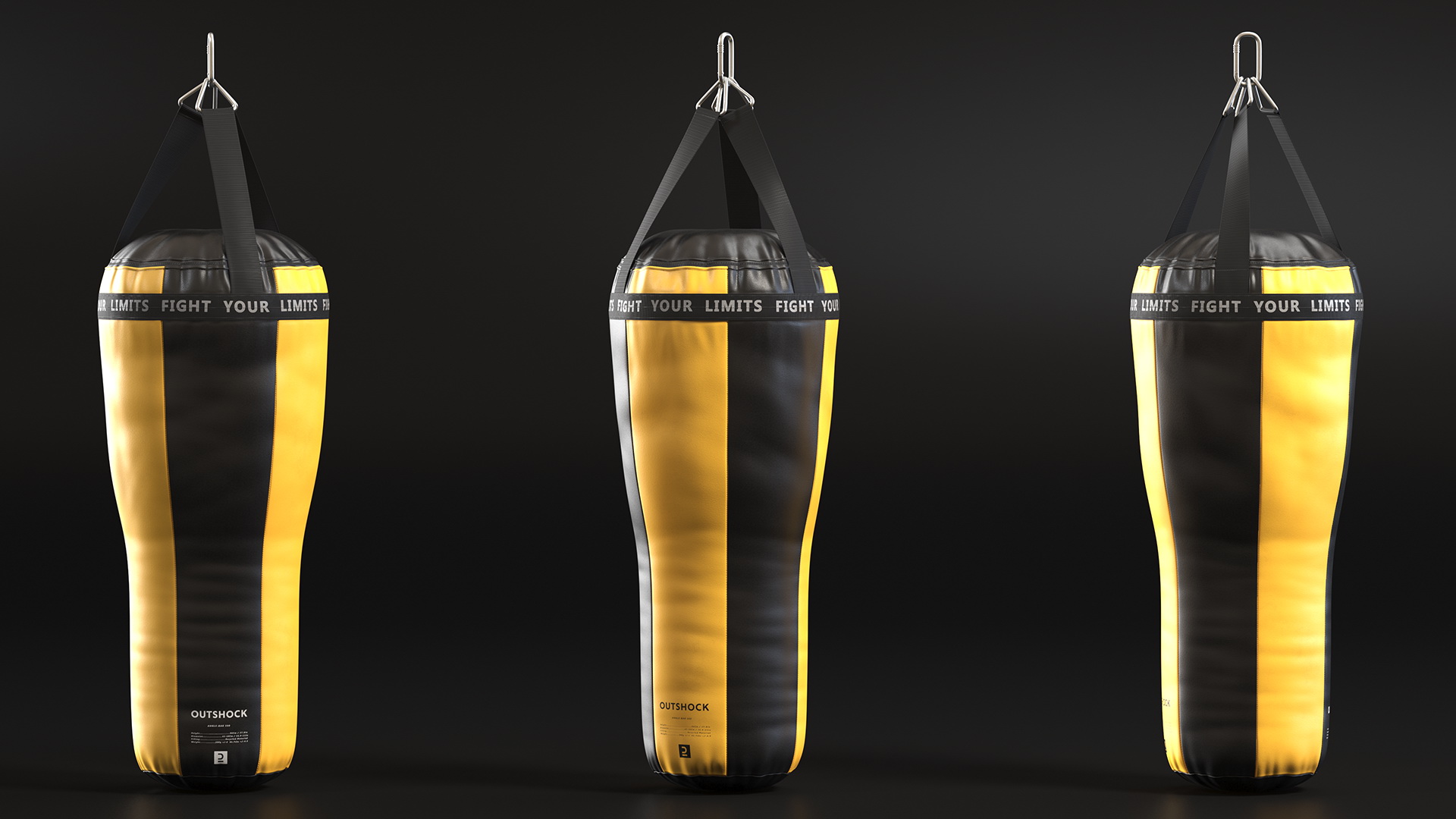Angle Boxing Heavy Bag Yellow and Black 3D model