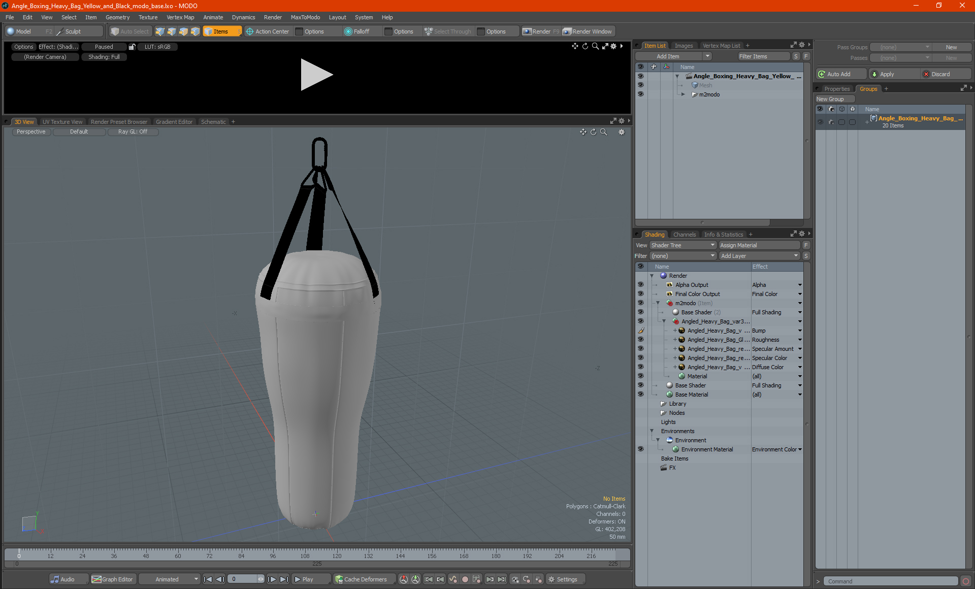 Angle Boxing Heavy Bag Yellow and Black 3D model
