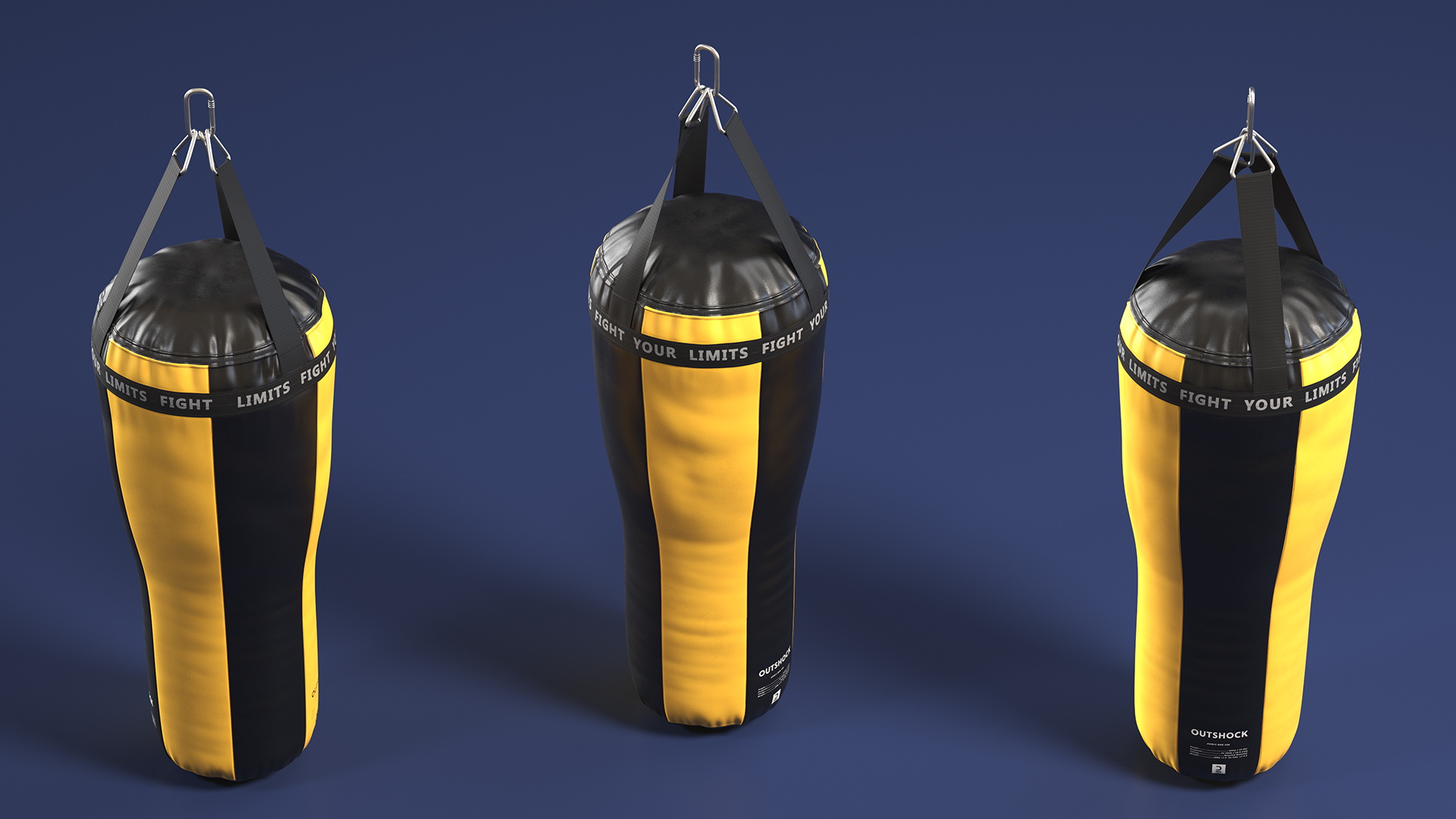 Angle Boxing Heavy Bag Yellow and Black 3D model