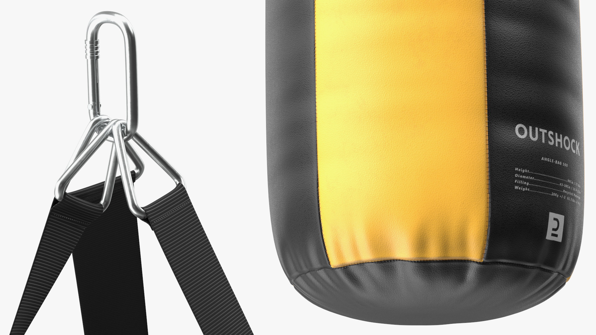Angle Boxing Heavy Bag Yellow and Black 3D model