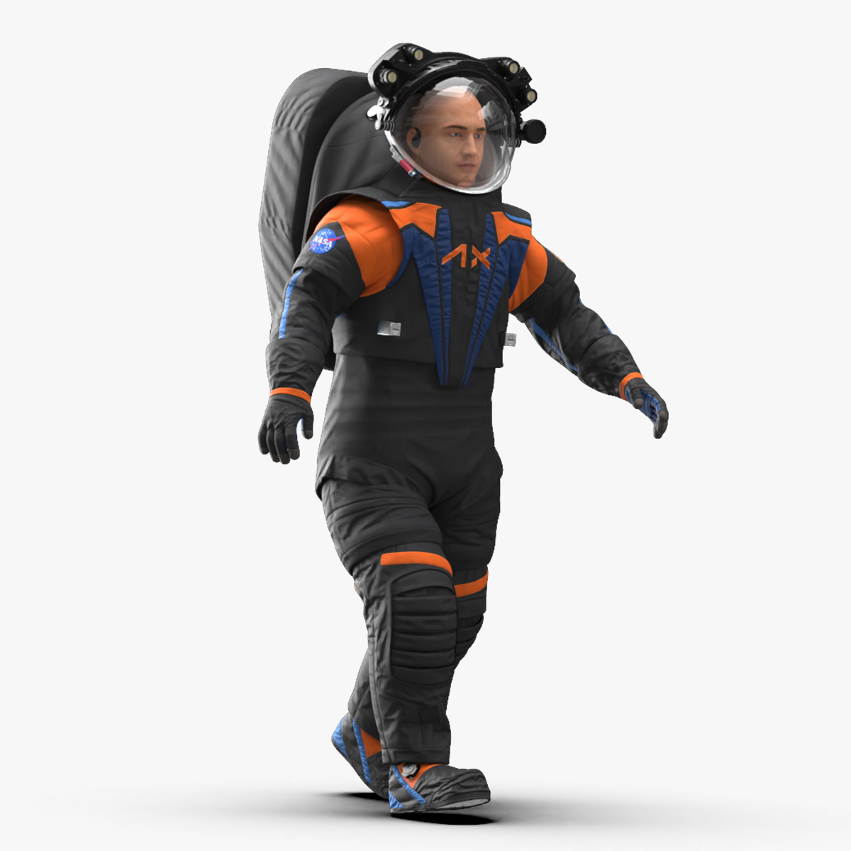 3D model Astronaut Wearing NASA Axiom Spacesuit Rigged