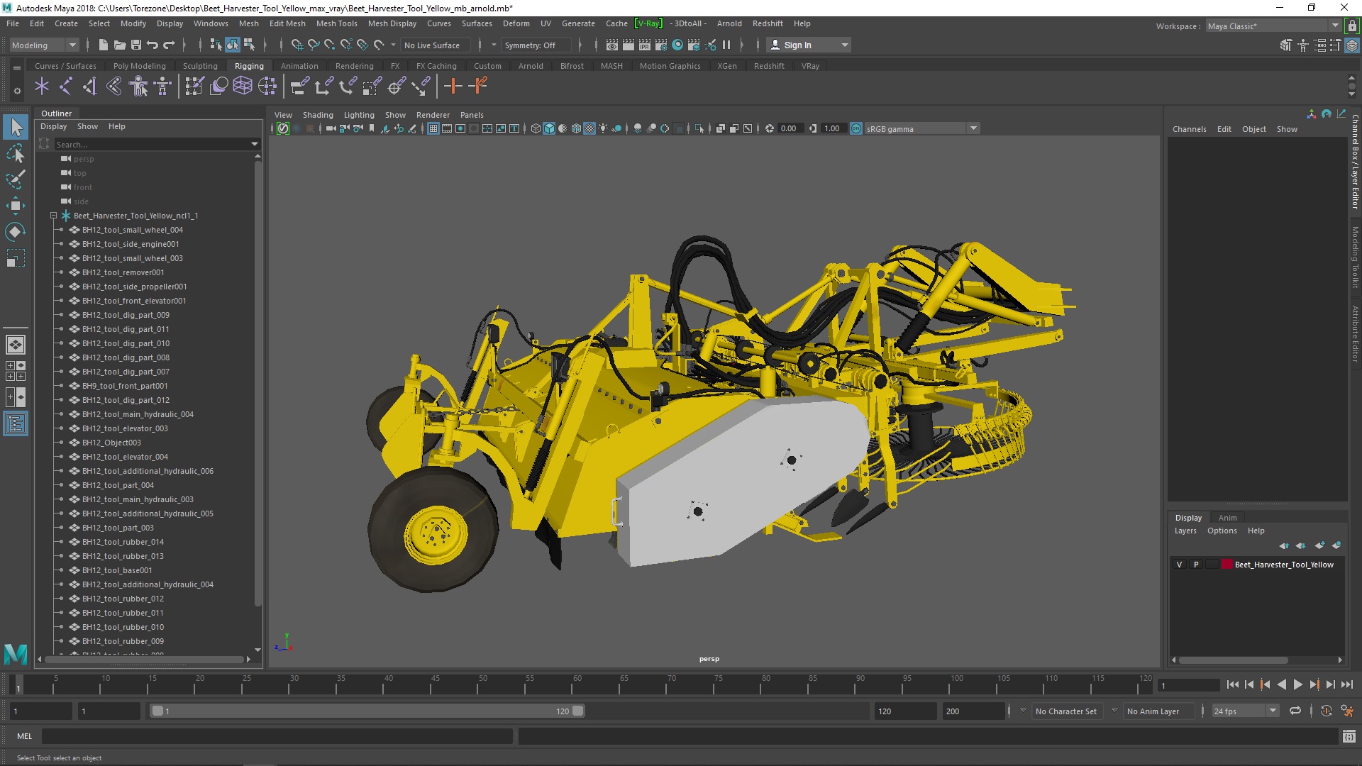 3D Beet Harvester Tool Yellow