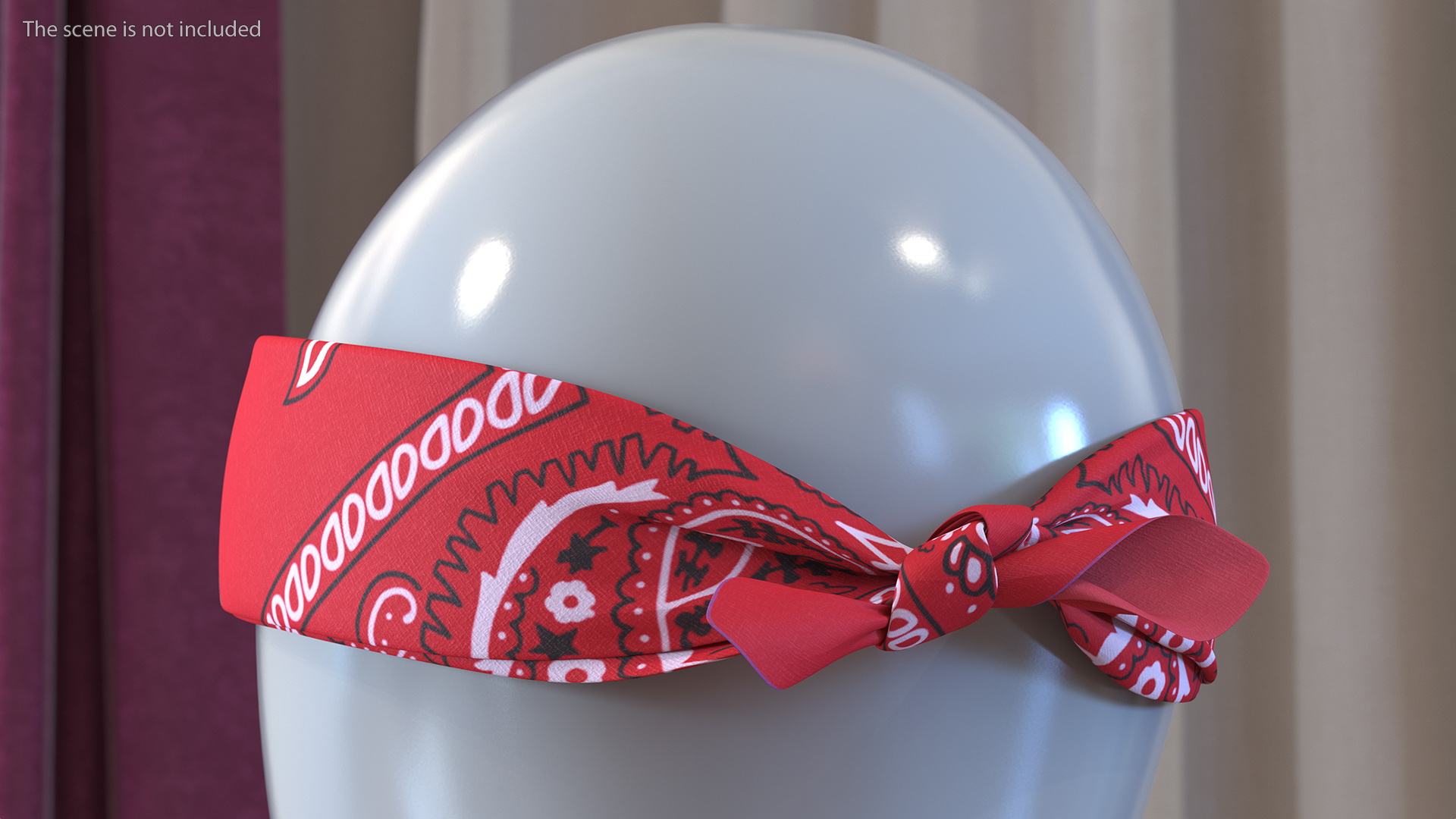 3D Bandana Headband Paisley Red model