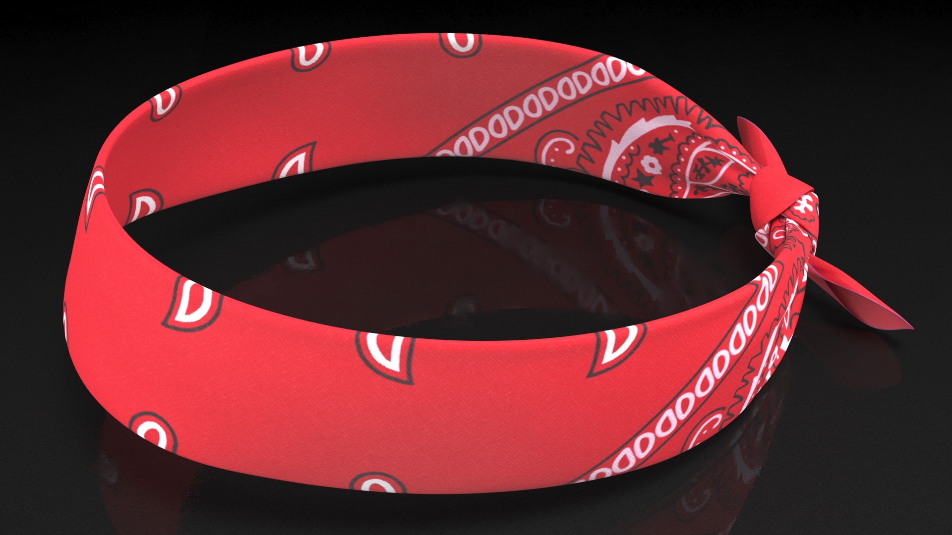 3D Bandana Headband Paisley Red model