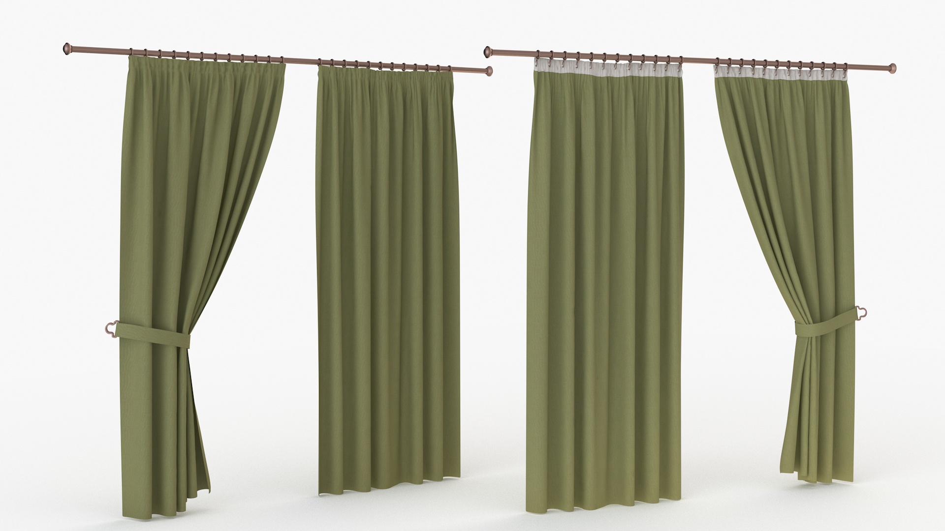 3D Classic Curtains with Tieback on Rod