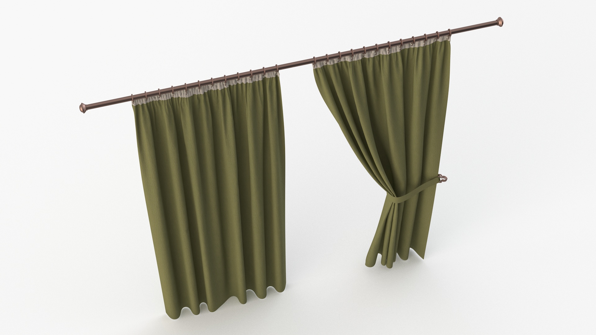 3D Classic Curtains with Tieback on Rod
