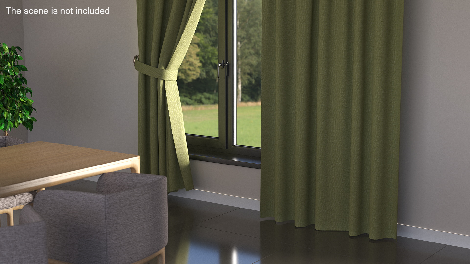 3D Classic Curtains with Tieback on Rod
