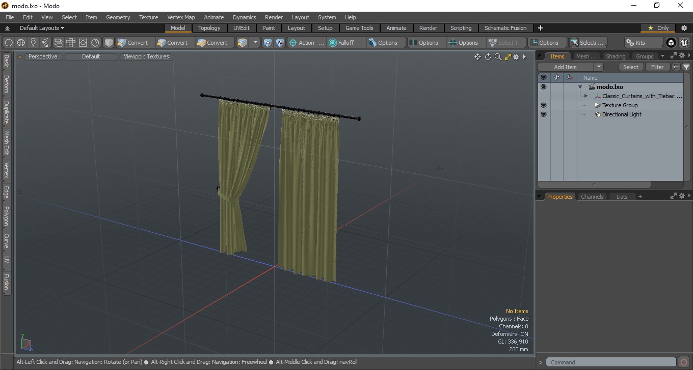 3D Classic Curtains with Tieback on Rod
