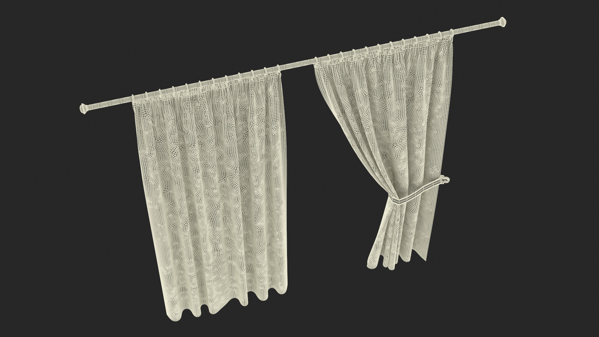 3D Classic Curtains with Tieback on Rod