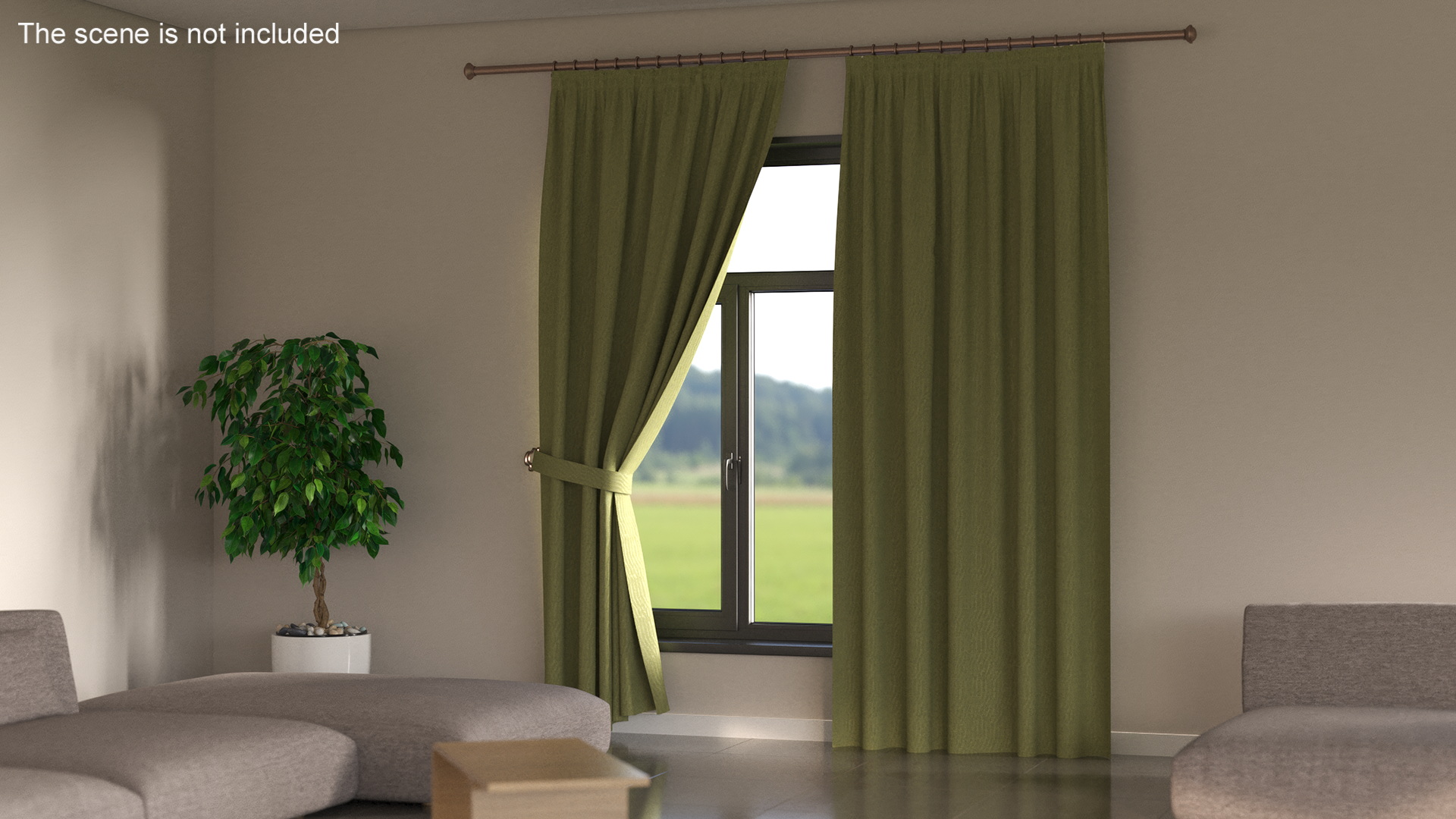 3D Classic Curtains with Tieback on Rod