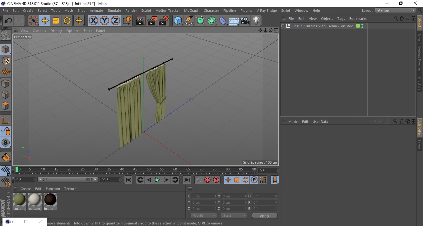 3D Classic Curtains with Tieback on Rod
