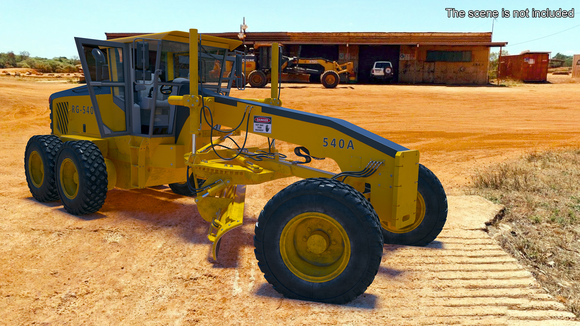 3D model Motor Grader Construction Vehicle Rigged