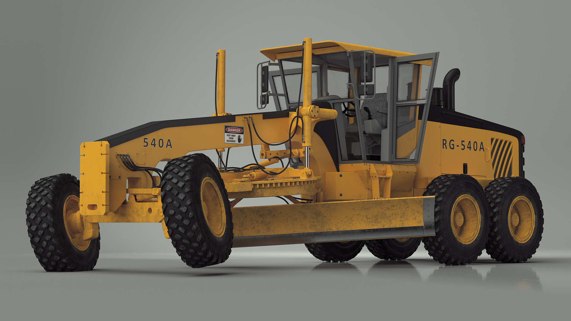 3D model Motor Grader Construction Vehicle Rigged