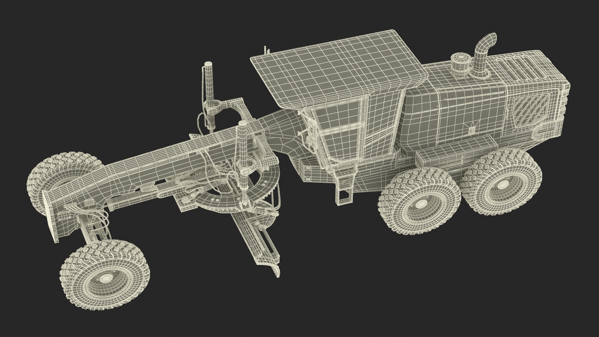 3D model Motor Grader Construction Vehicle Rigged