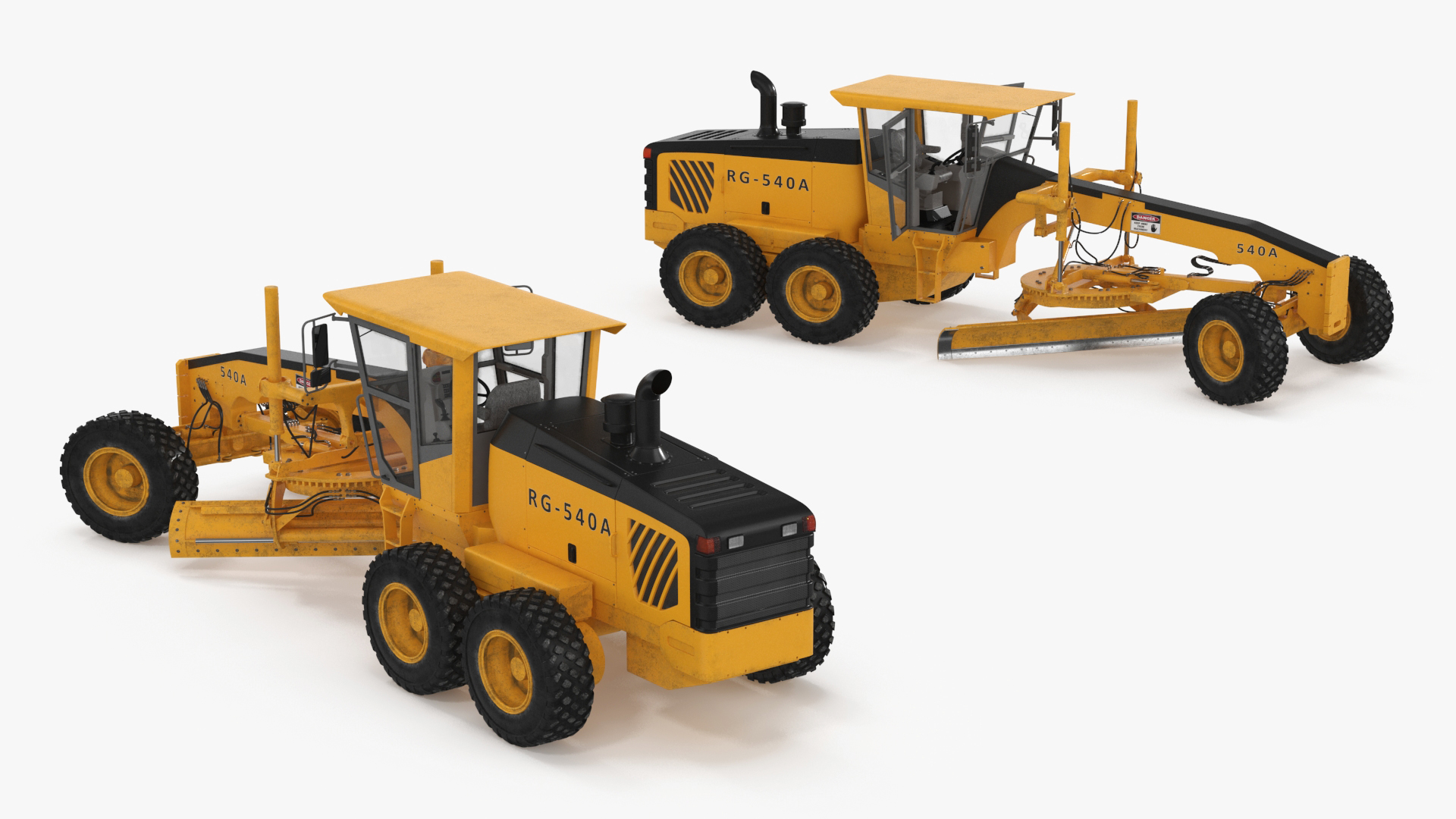 3D model Motor Grader Construction Vehicle Rigged