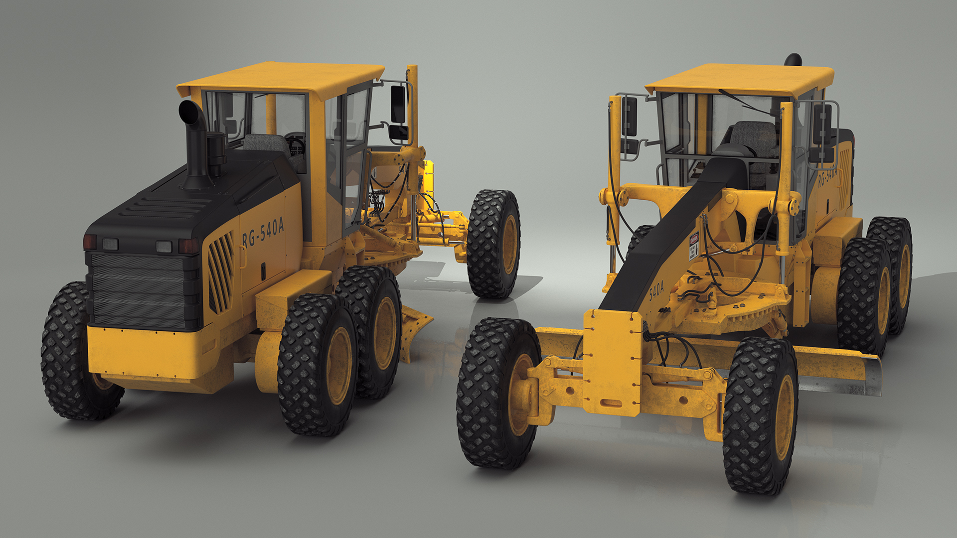 3D model Motor Grader Construction Vehicle Rigged