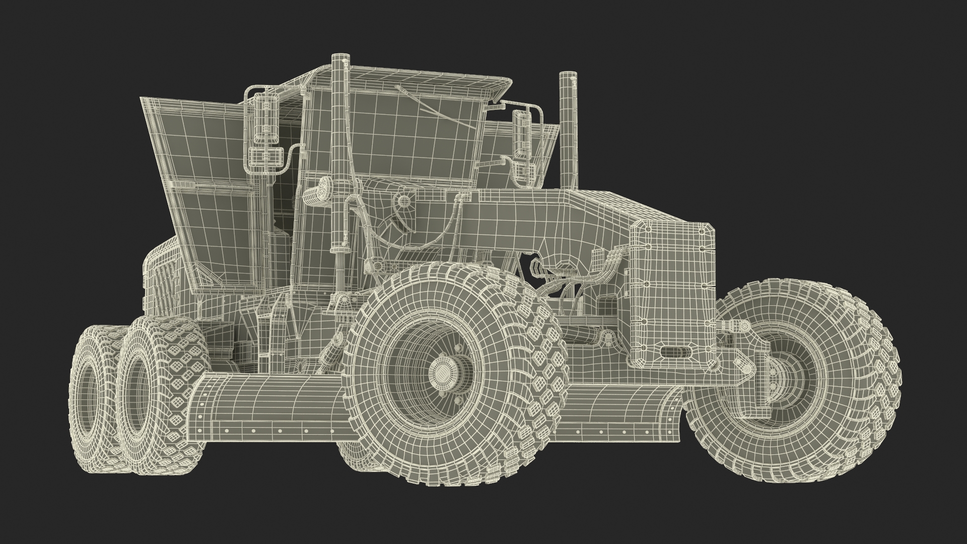 3D model Motor Grader Construction Vehicle Rigged