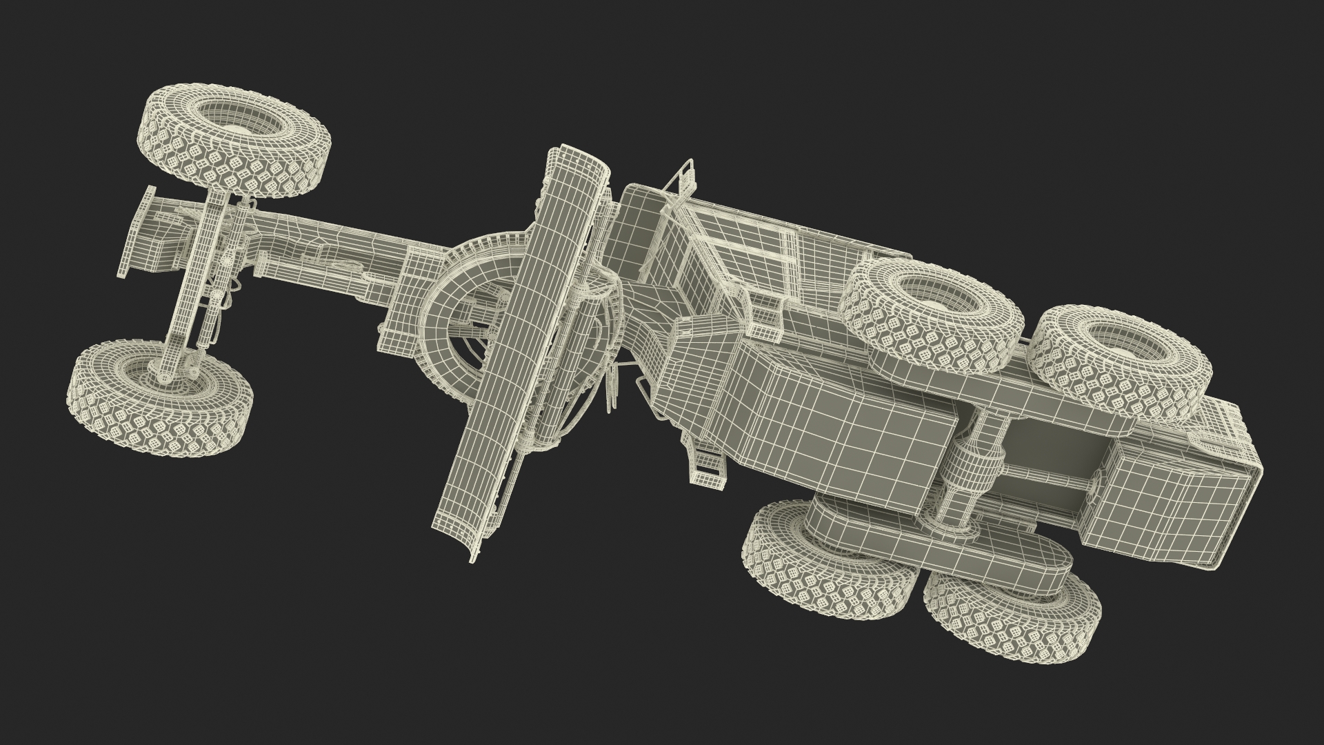 3D model Motor Grader Construction Vehicle Rigged