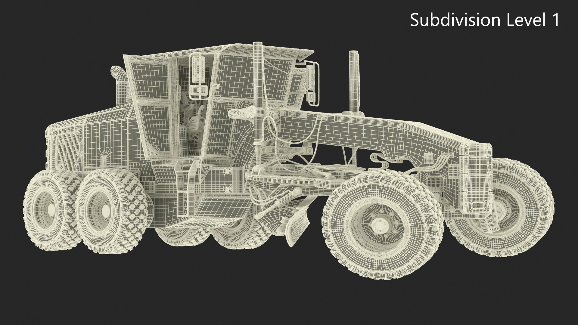 3D model Motor Grader Construction Vehicle Rigged