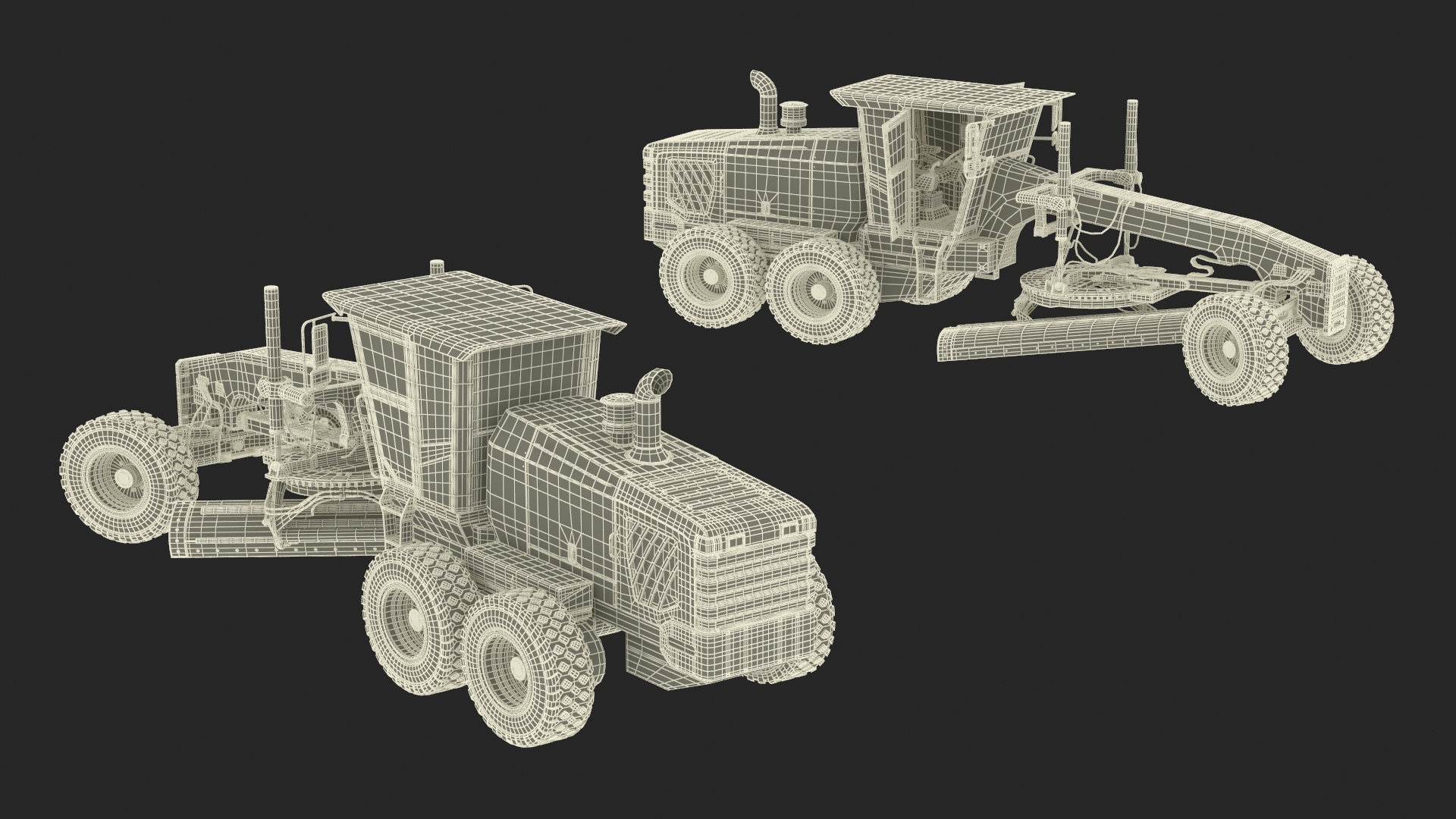 3D model Motor Grader Construction Vehicle Rigged