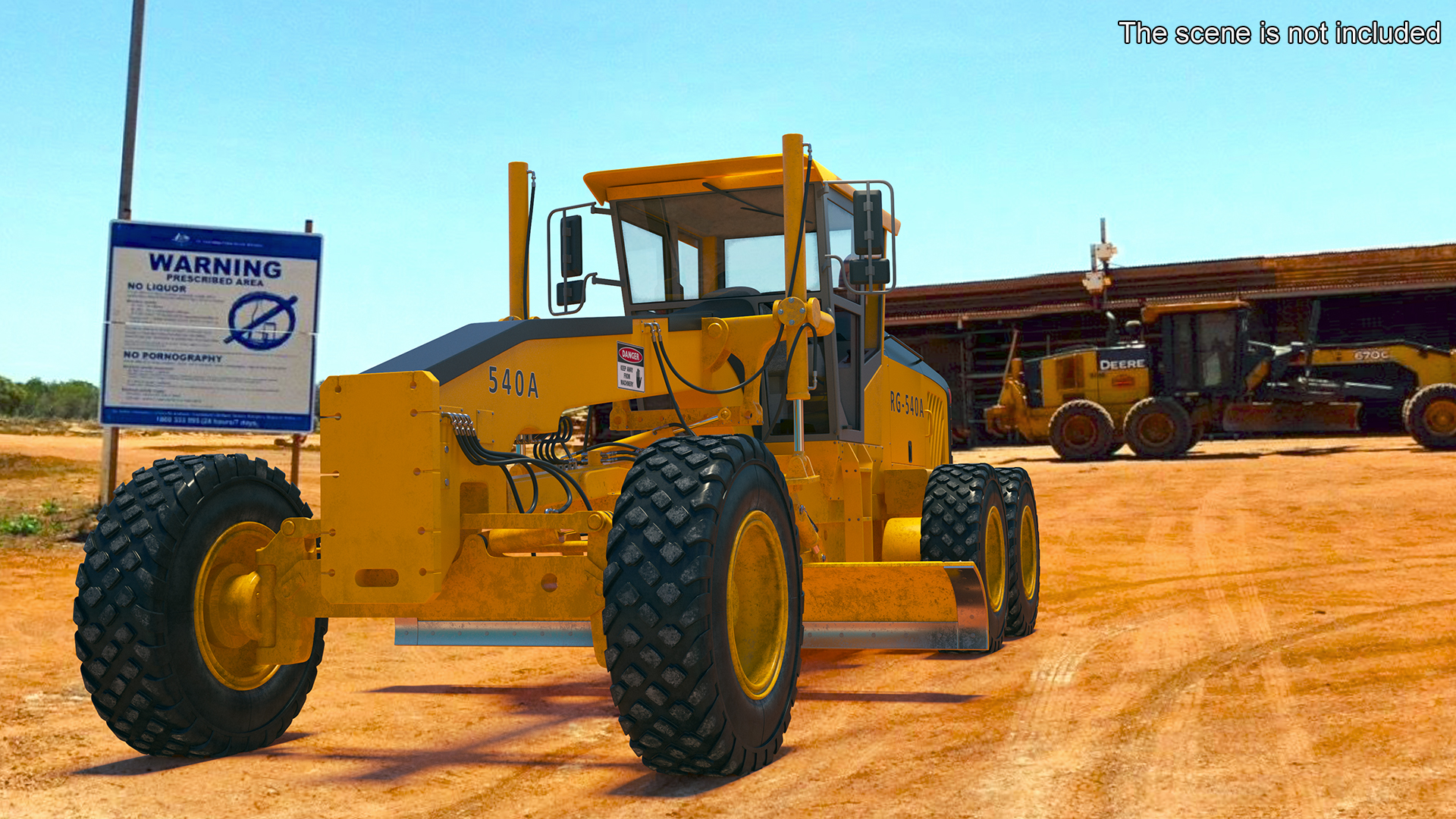3D model Motor Grader Construction Vehicle Rigged