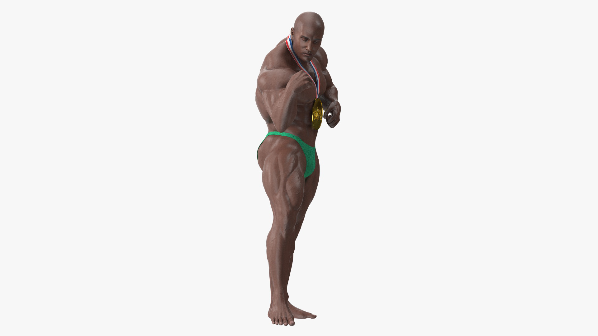 Champion Afro American Bodybuilder Man Rigged for Maya 3D model