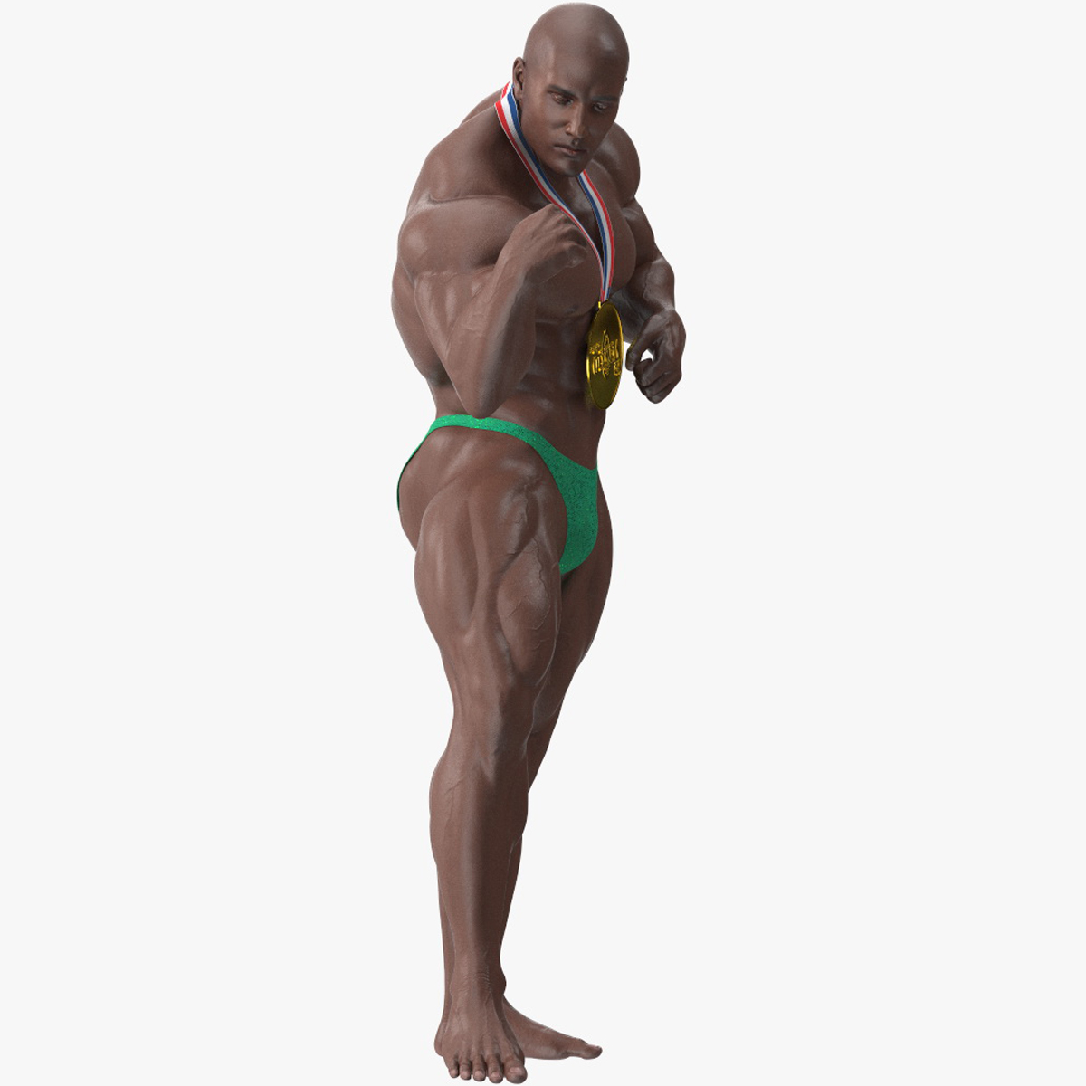 Champion Afro American Bodybuilder Man Rigged for Maya 3D model