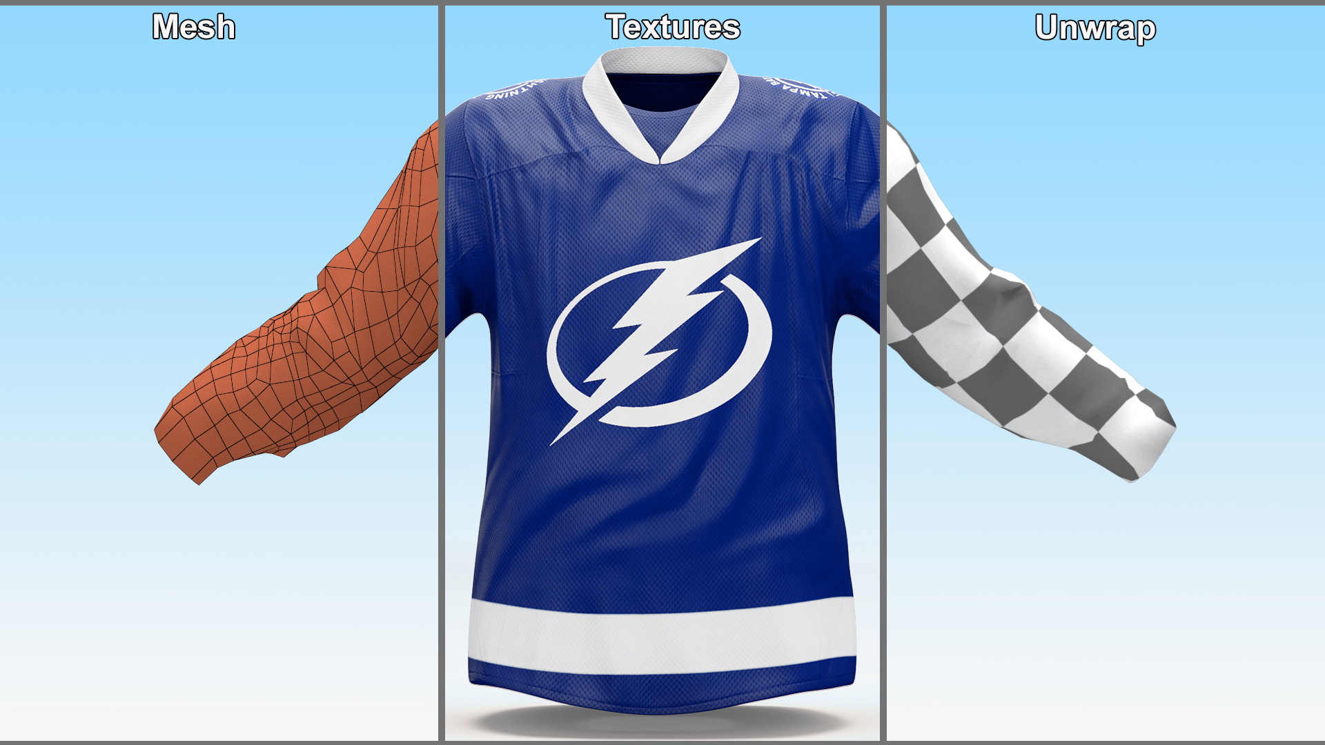 3D Hockey Jersey Tampa Bay Lightning model