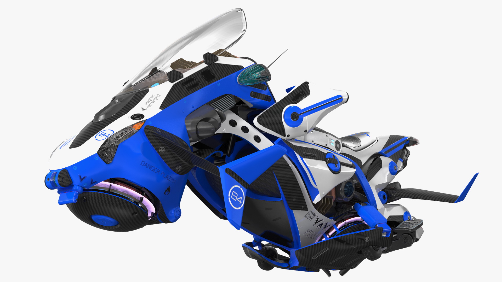 3D Scifi Fly Motorcycle Police Rigged for Cinema 4D model