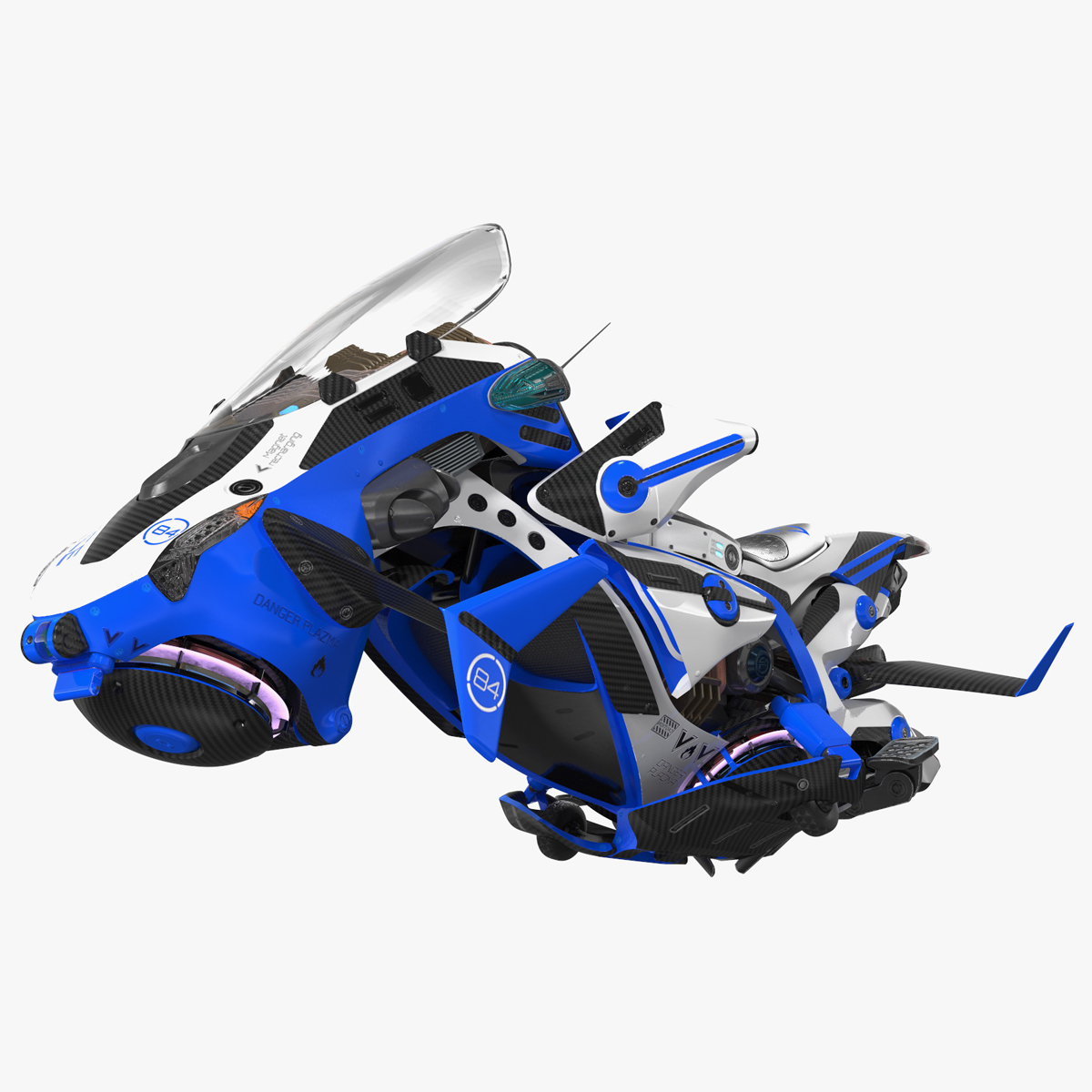3D Scifi Fly Motorcycle Police Rigged for Cinema 4D model