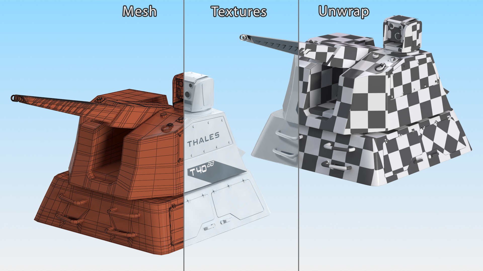 Autonomous RAPID Fire Turret Thales Rigged 3D