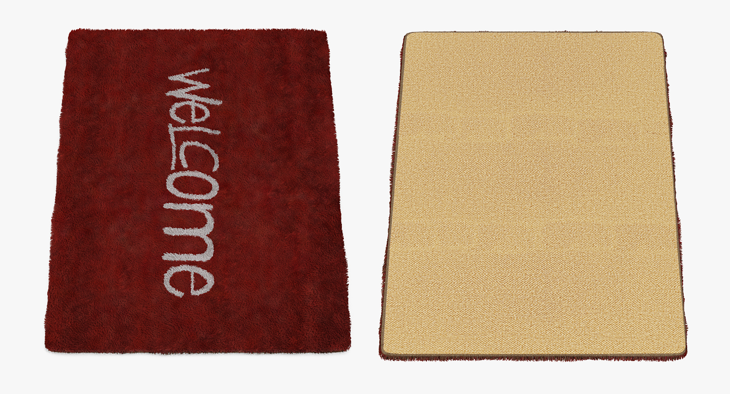 Welcome Doormat Red Color Fur 3D model