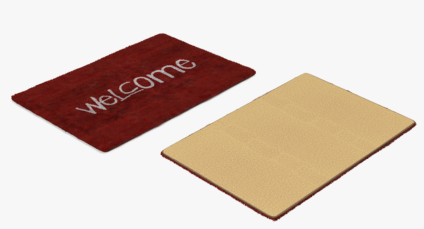 Welcome Doormat Red Color Fur 3D model