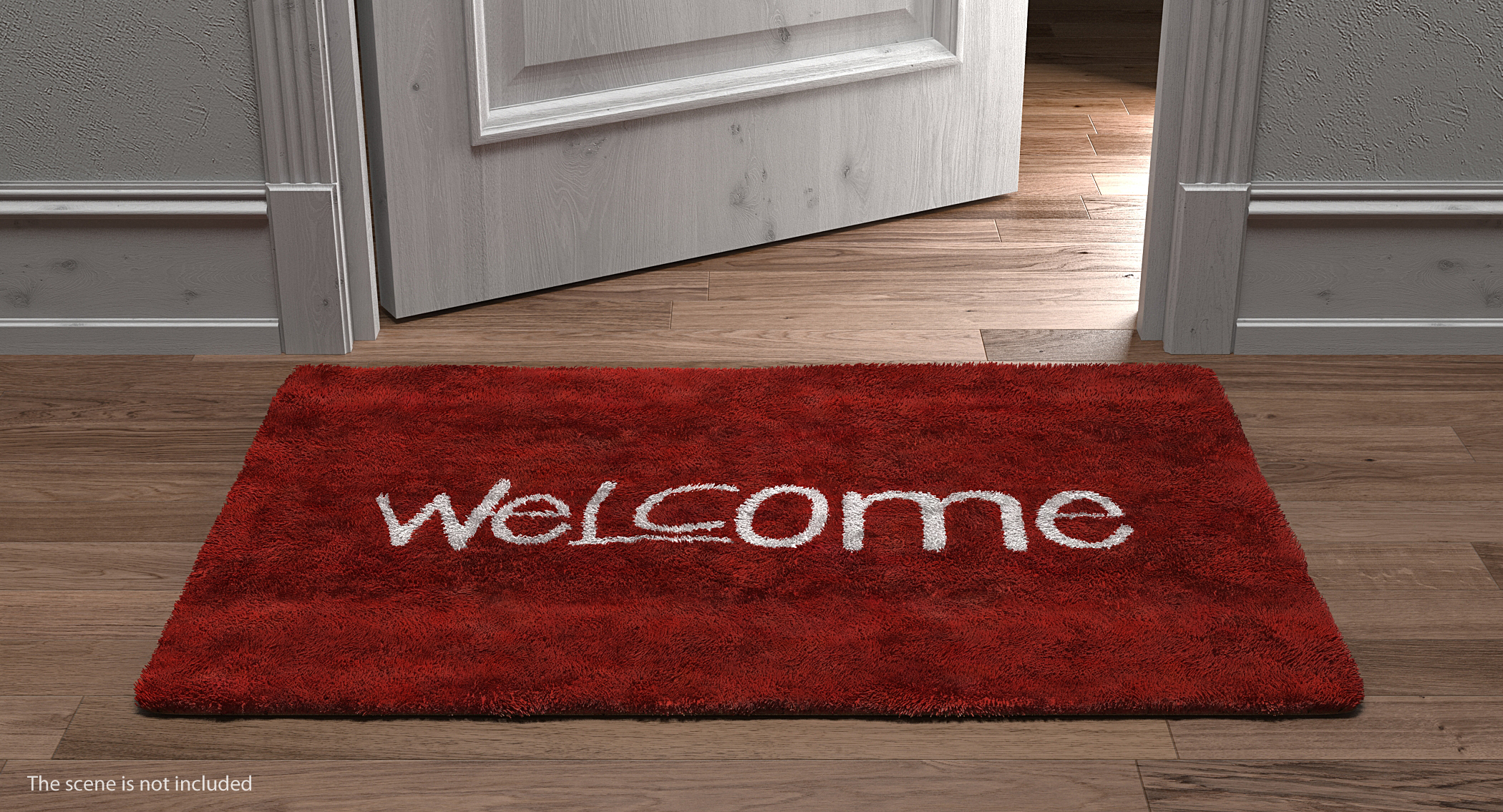 Welcome Doormat Red Color Fur 3D model